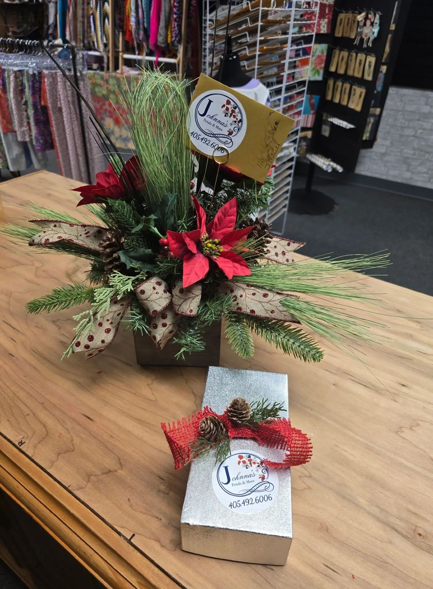 Rustic Jingle Bell Bites Silk Arrangement with Chocolates