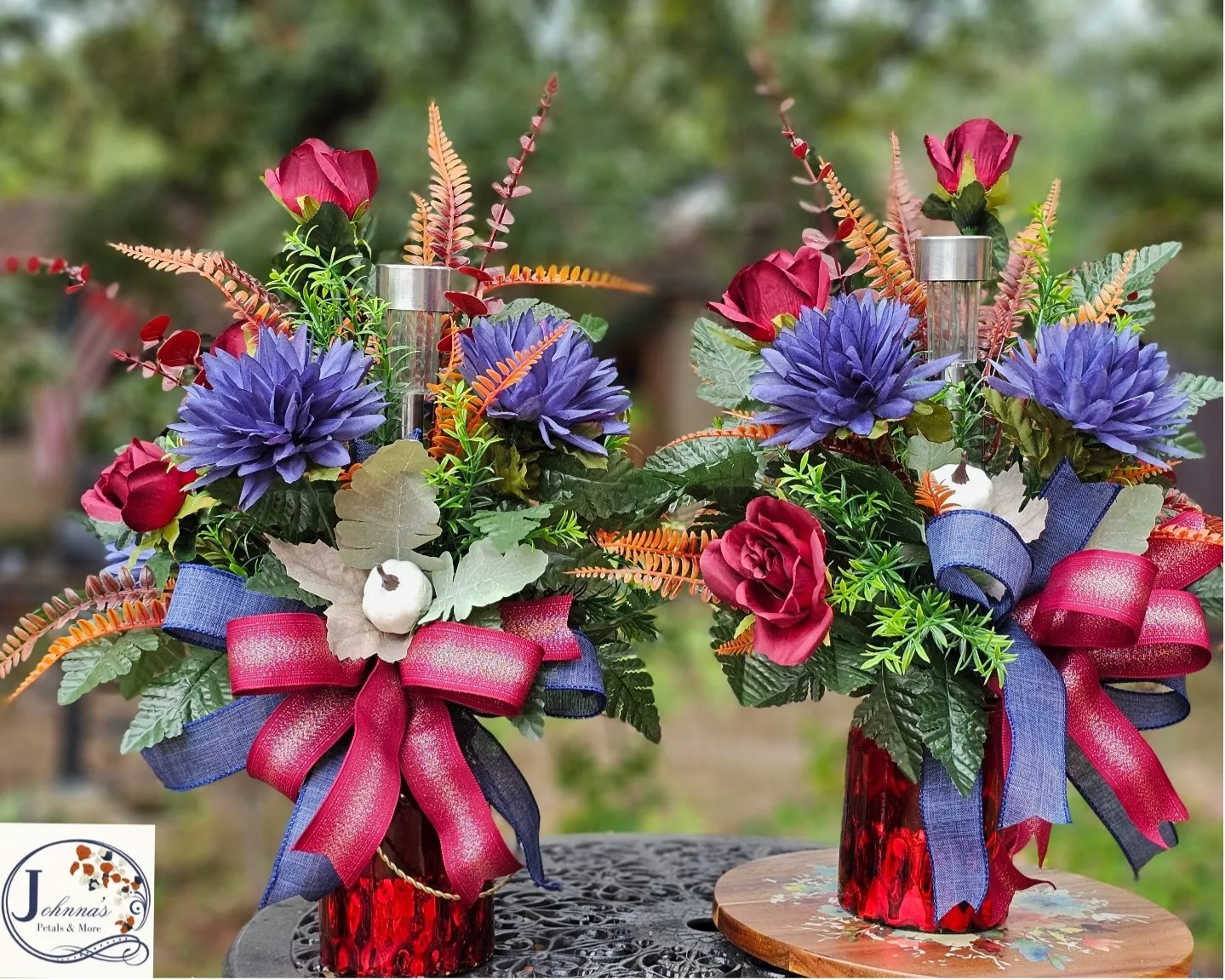 Matching Silk Cemetery Fall Vase Inserts w/solar Matching Silk Cemetery Fall Vase Inserts w/solar