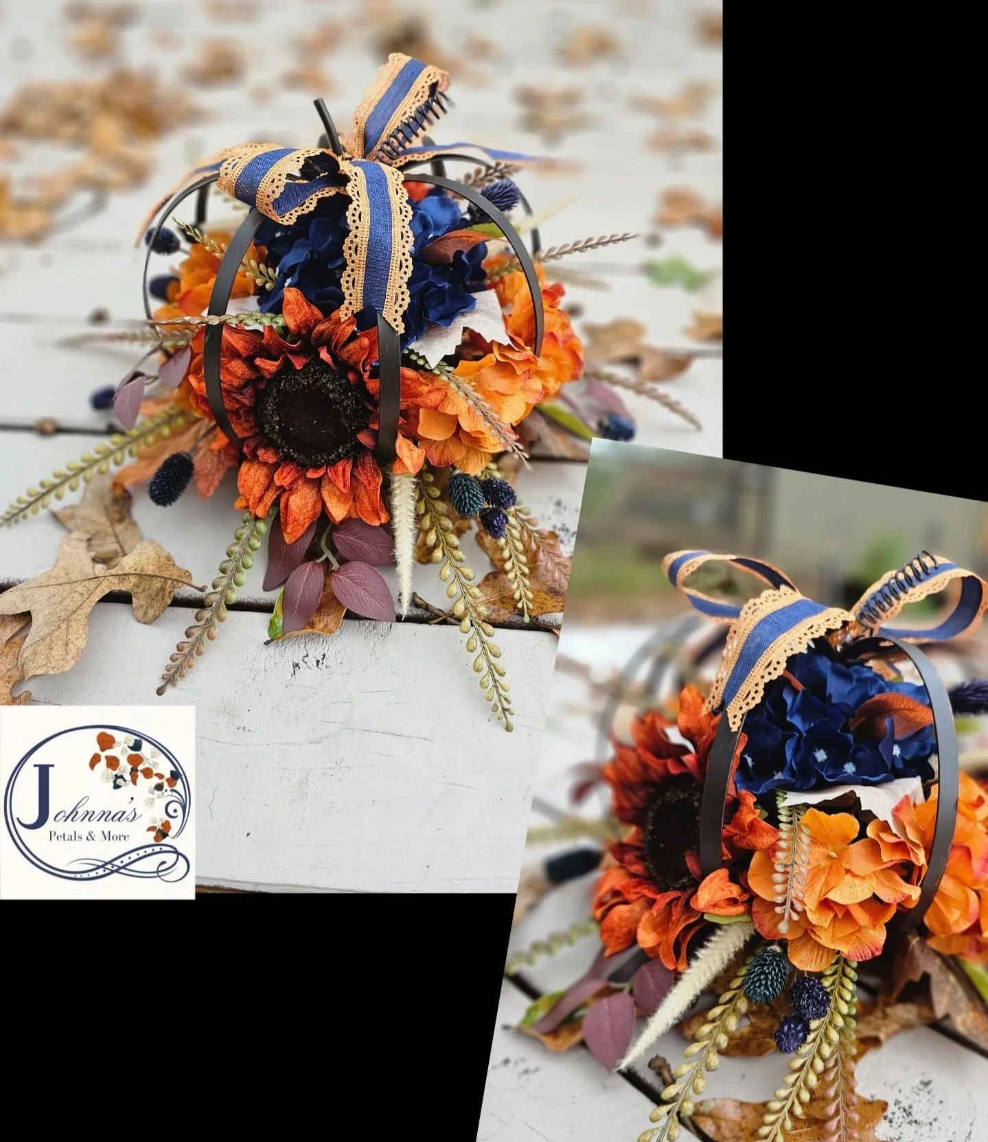 Metal Pumpkin Silk Arrangement