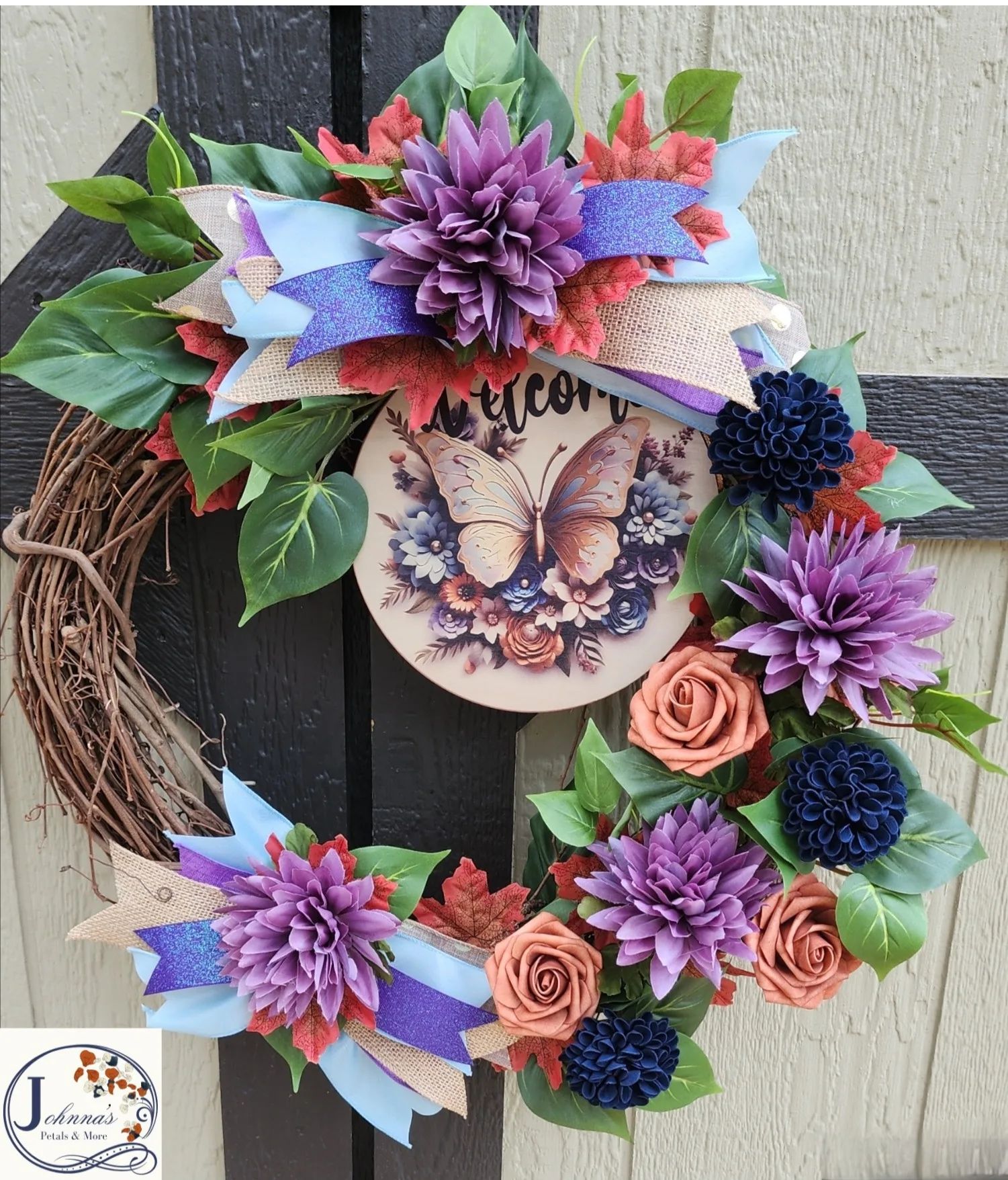Welcome Butterfly Grapevine Wreath