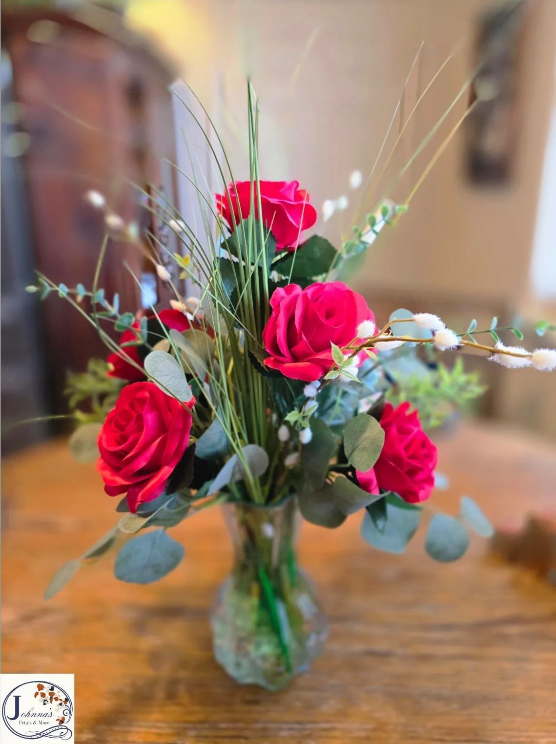 1/2 Dozen Silk Red Roses Silk Arrangement