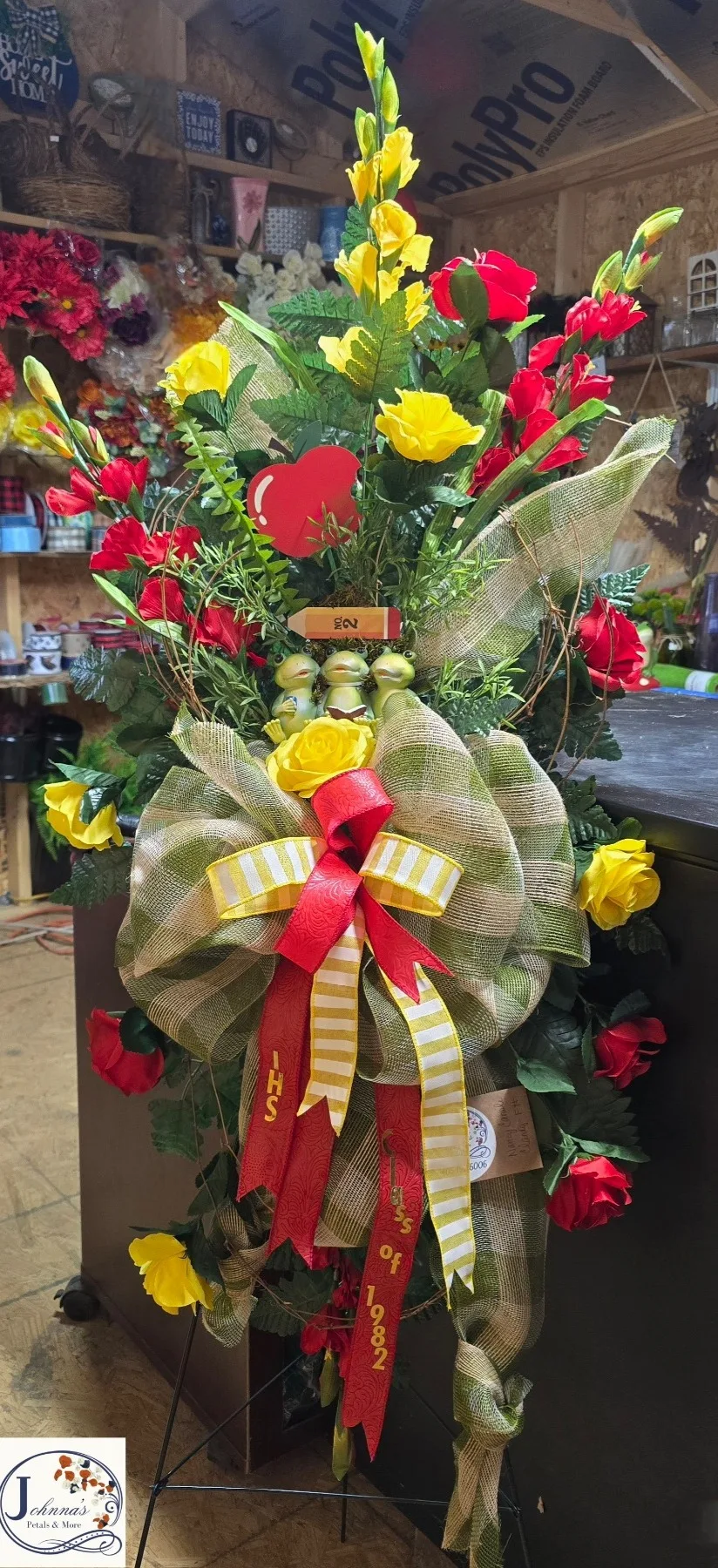 Customized Silk Spray on easel Silk Arrangement Customized Silk Spray on easel Silk Arrangement