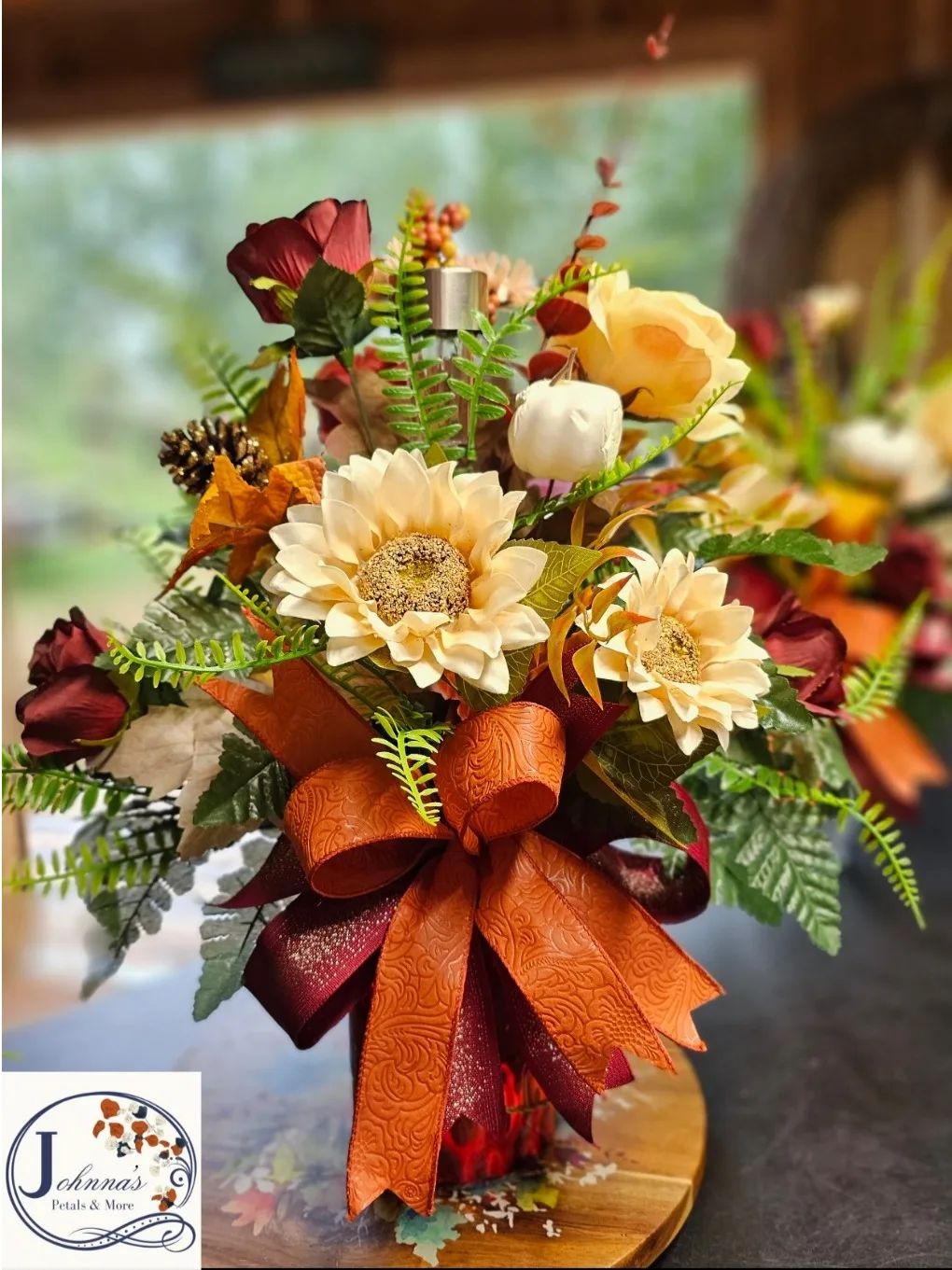 Silk Fall Cemetery Vase Insert w/solar