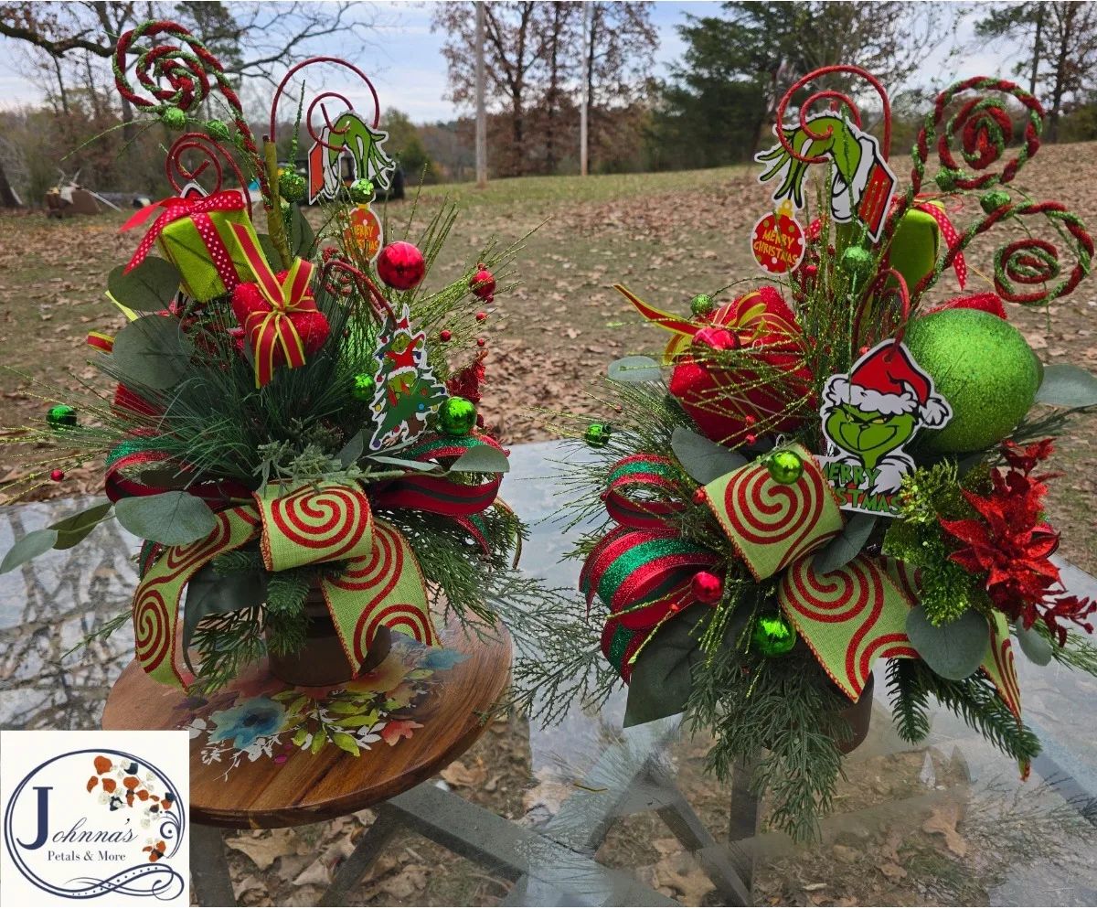Matching set of Christmas Grinch centerpieces