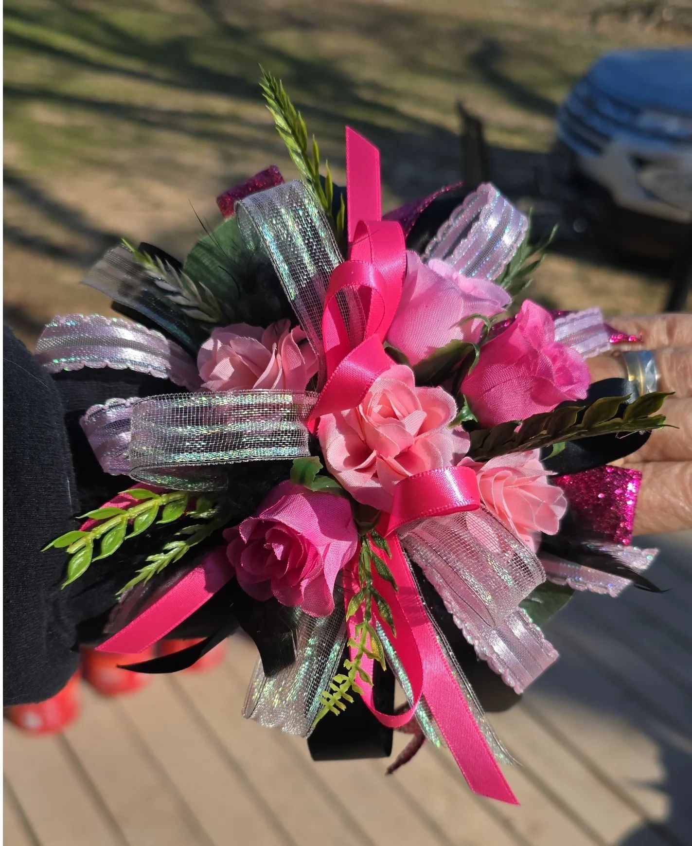 Silk Pretty In Pink Wrist Corsage