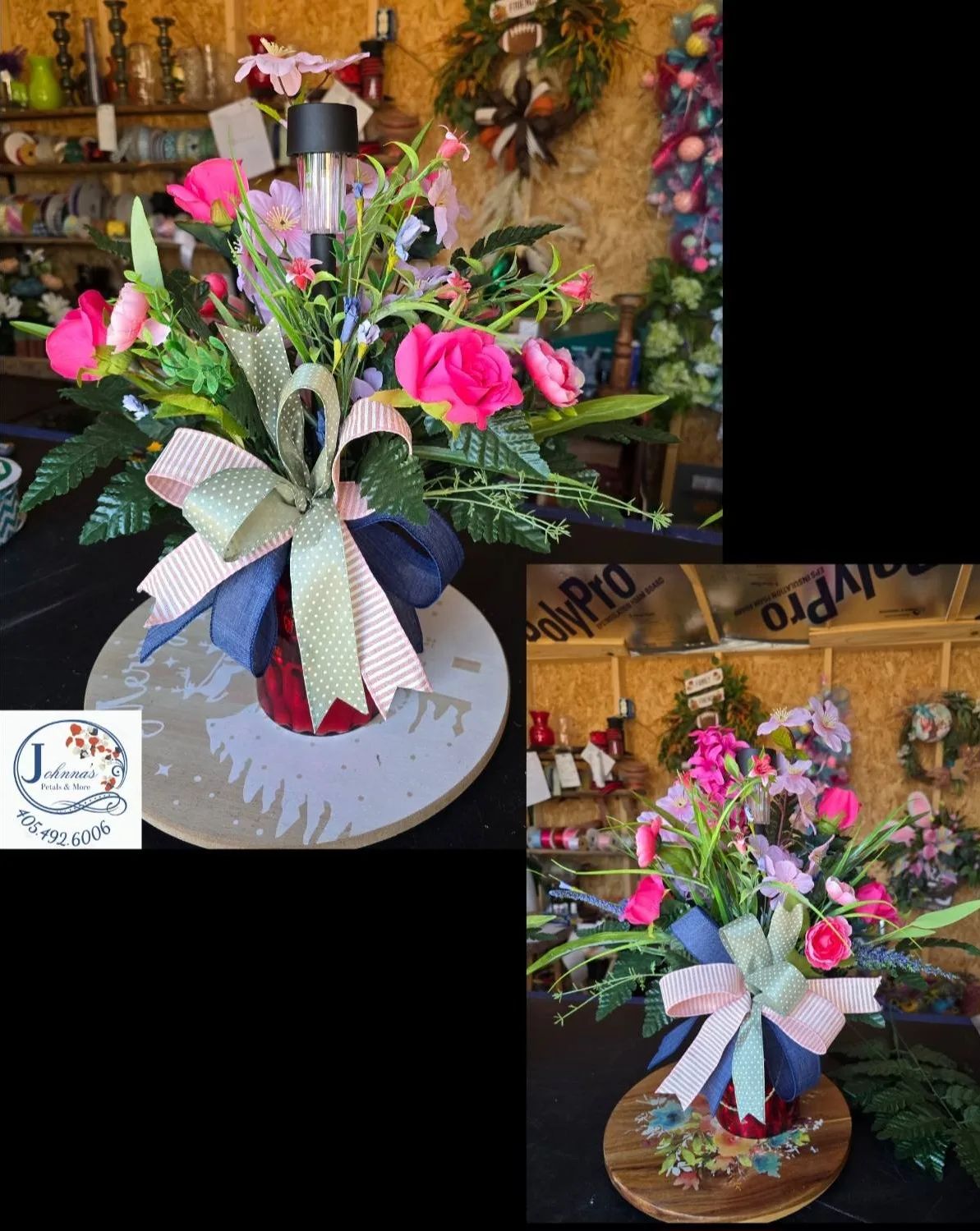 Matching Silk Cemetery Vase Inserts w/solar Silk Arrangement