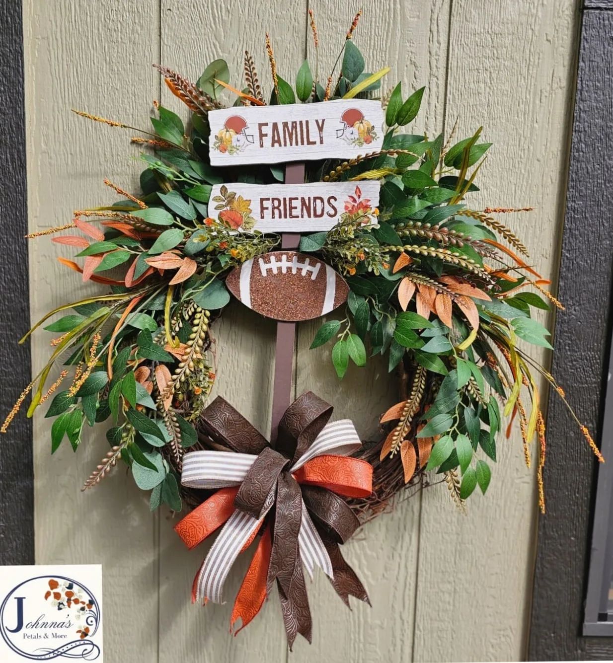 Family-Friends-Football Grapevine Wreath
