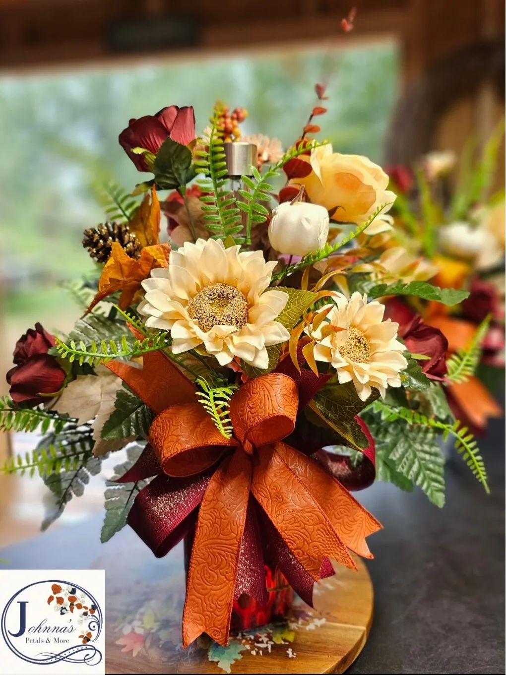 Silk Fall Cemetery Vase Insert with Solar Light Cemetery Vase Insert