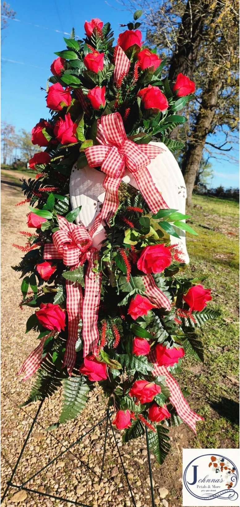 Silk Angel Wing Red Rose Spray Funeral Spray Silk Angel Wing Red Rose Spray Funeral Spray