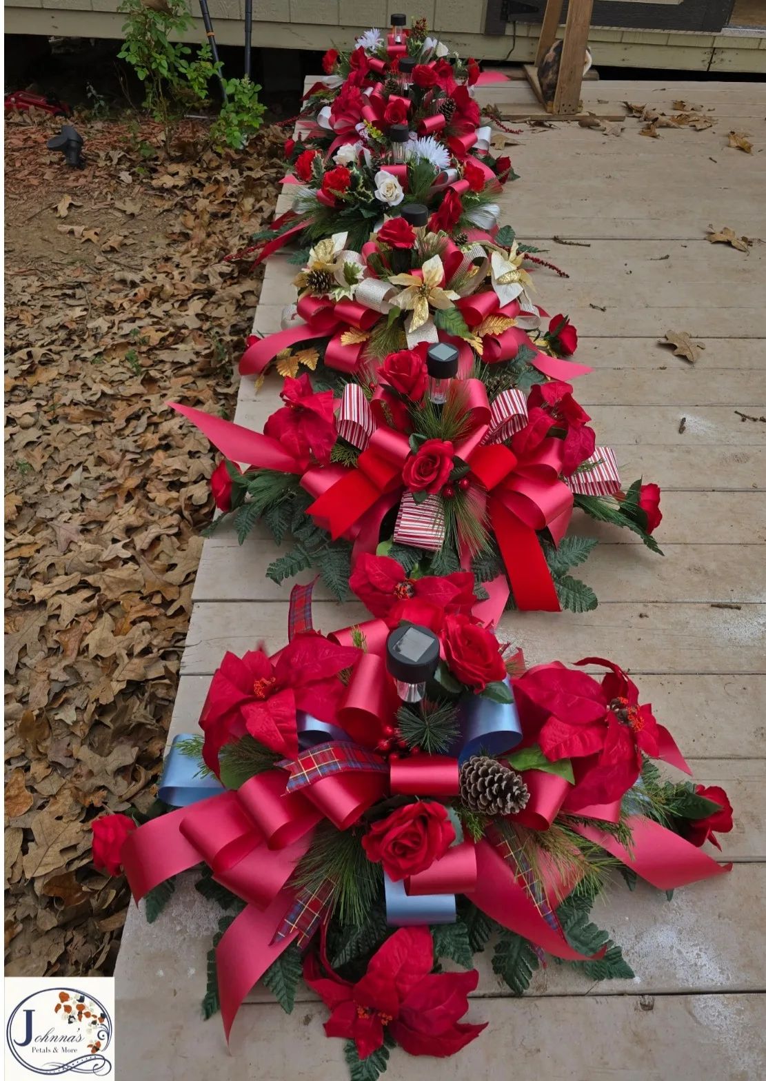 6 Silk Sprays for a cemetery plot w/solar Silk Arrangement