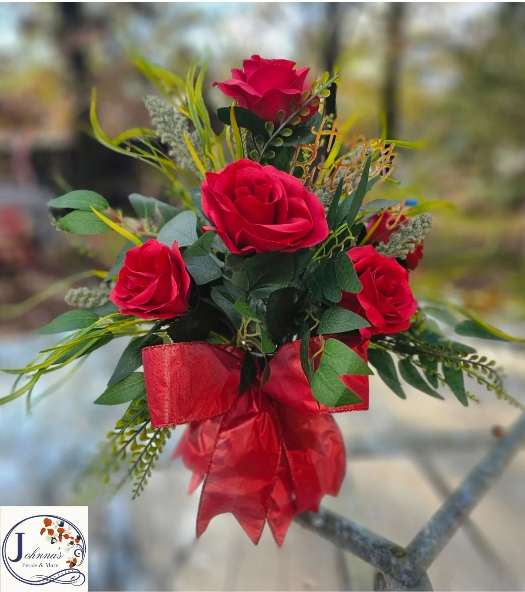 1/2 Dozen Silk Red Roses Silk Arrangement