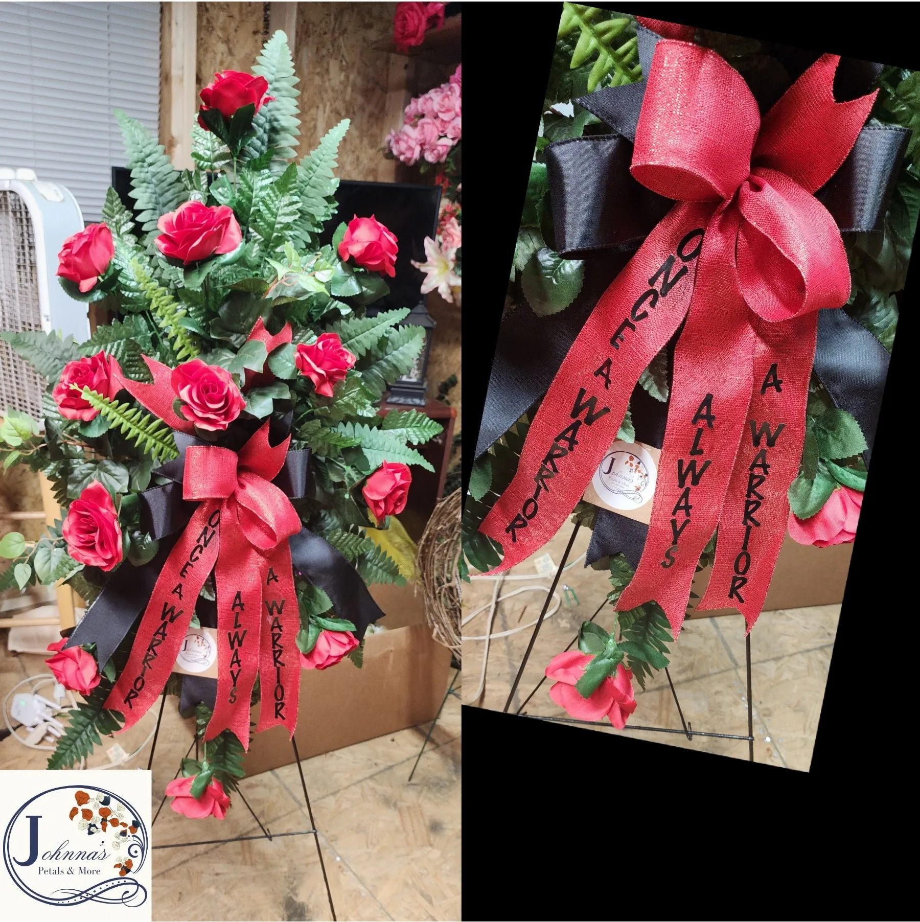 Silk Red Rose Funeral Spray Silk Red Rose Funeral Spray