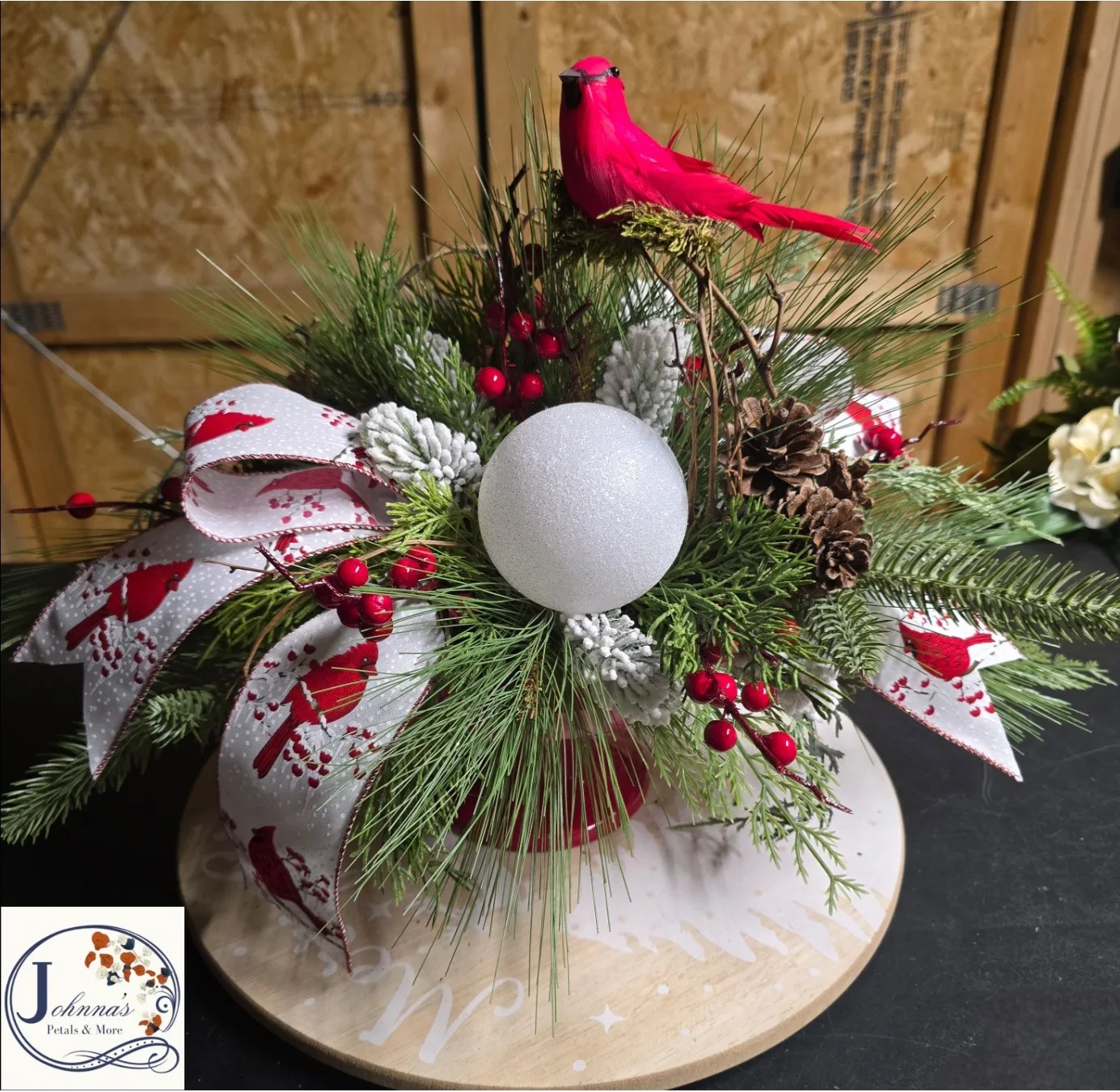 Silk Christmas Centerpiece Cardinal Themed Silk Christmas Centerpiece Cardinal Themed