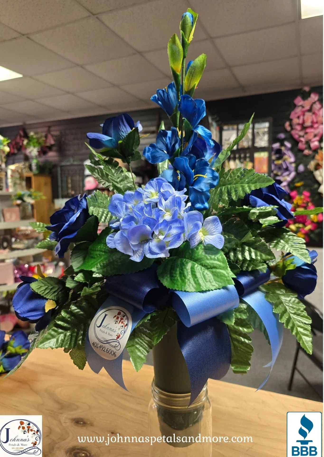 Blue Skies Silk Cemetery Vase Insert