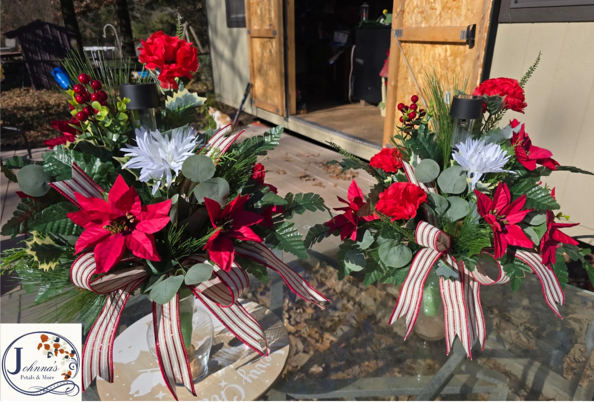 Matching Silk Christmas Cemetery Vase Inserts w/so Matching Silk Christmas Cemetery Vase Inserts w/so