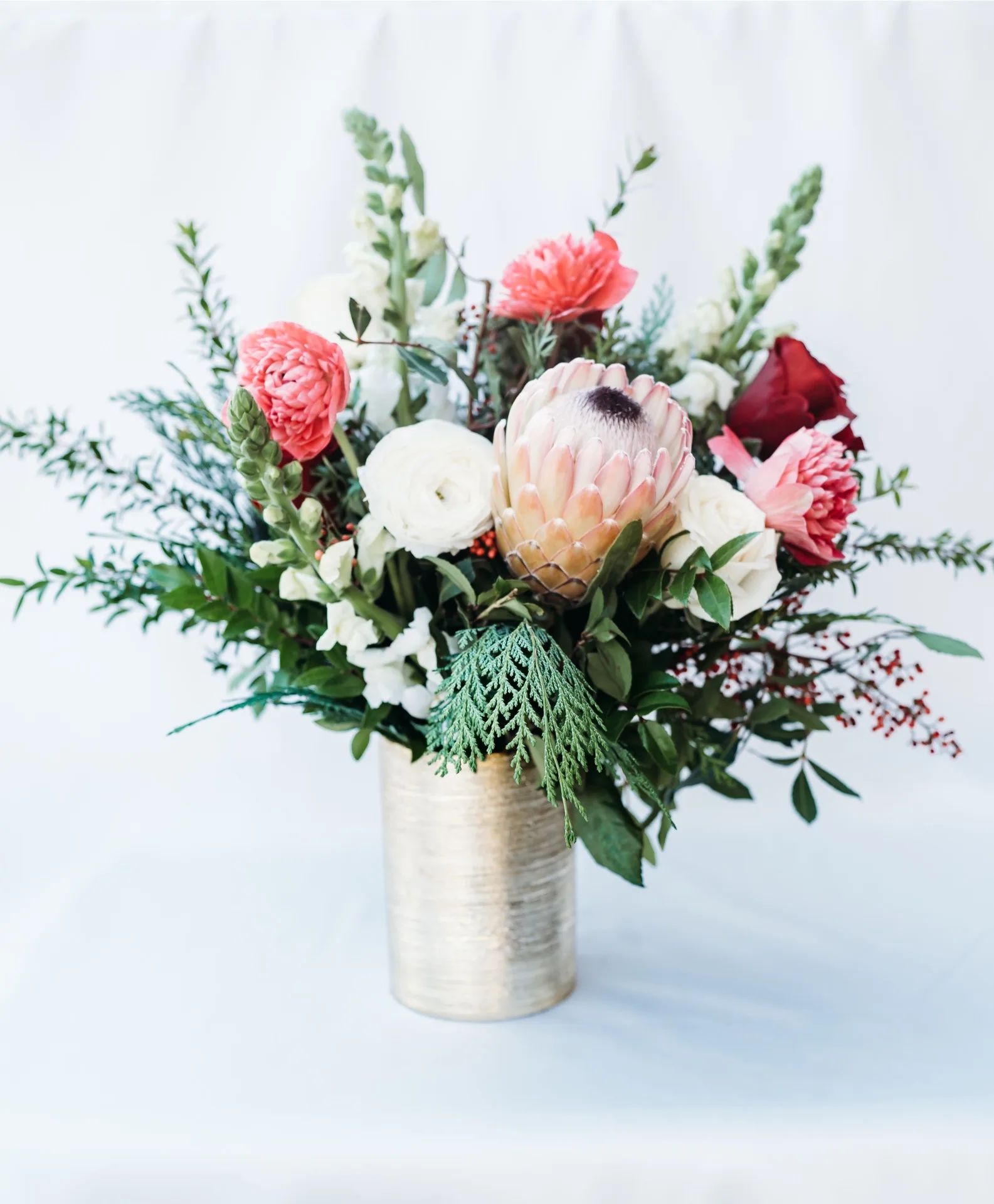 Blushing Snowfall Vase Arrangement