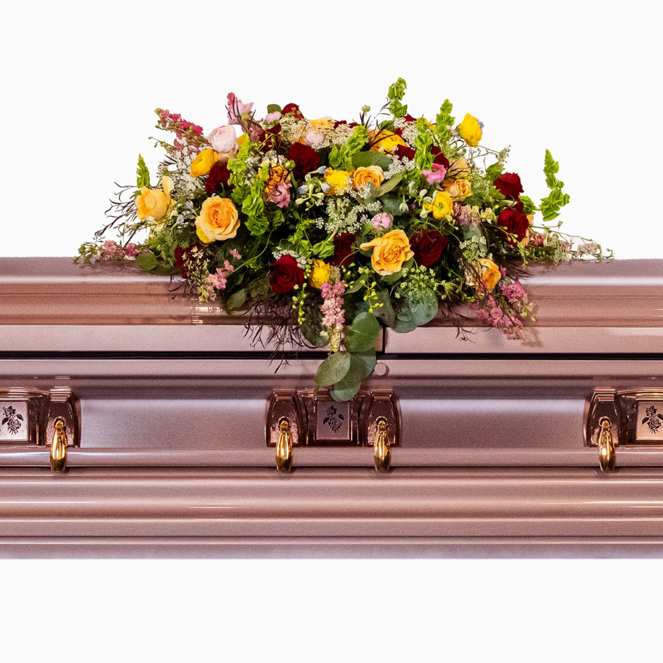 Yellow & Red Casket Spray