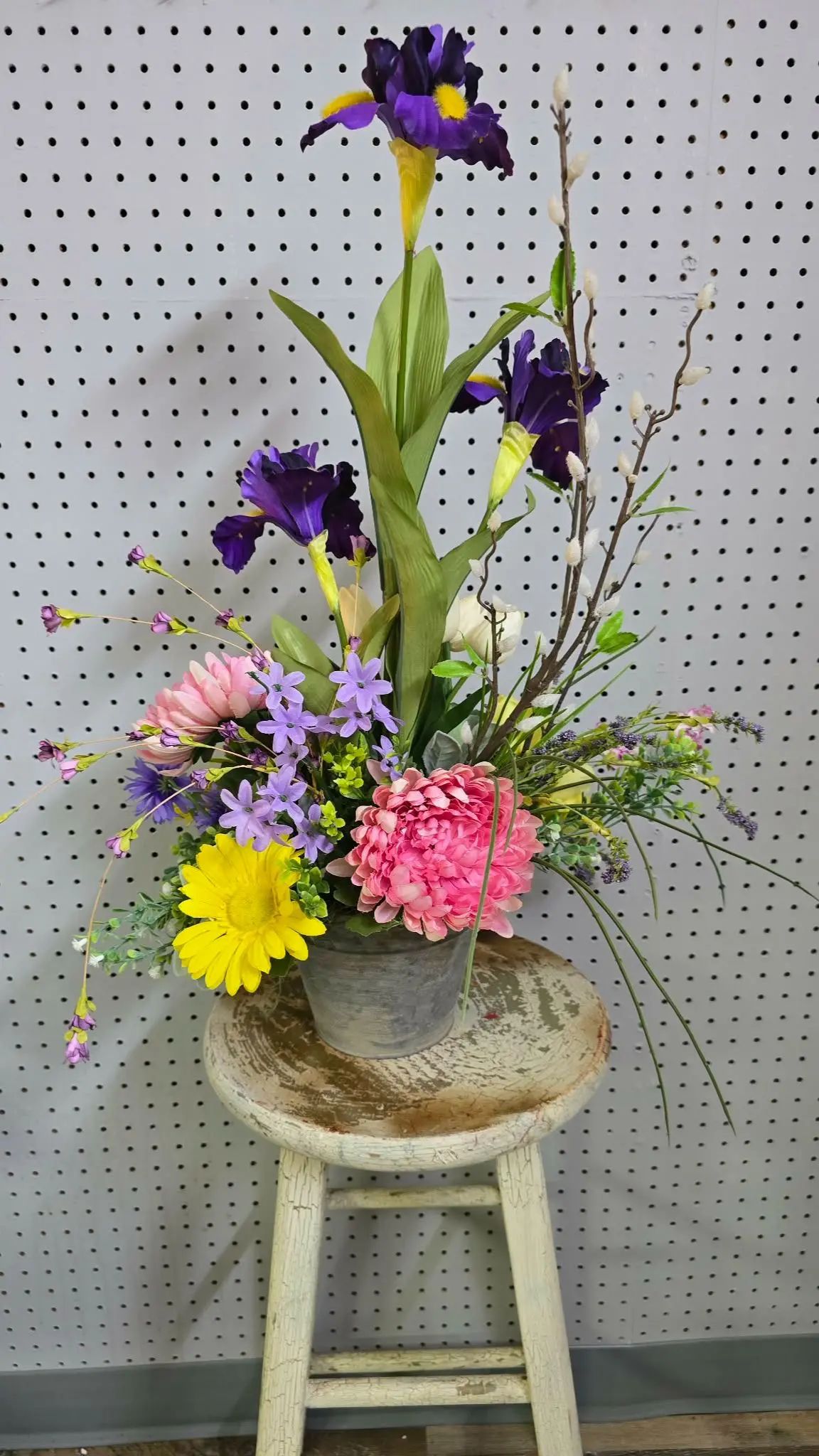 Spring ,Purple Iris silk Arrangement