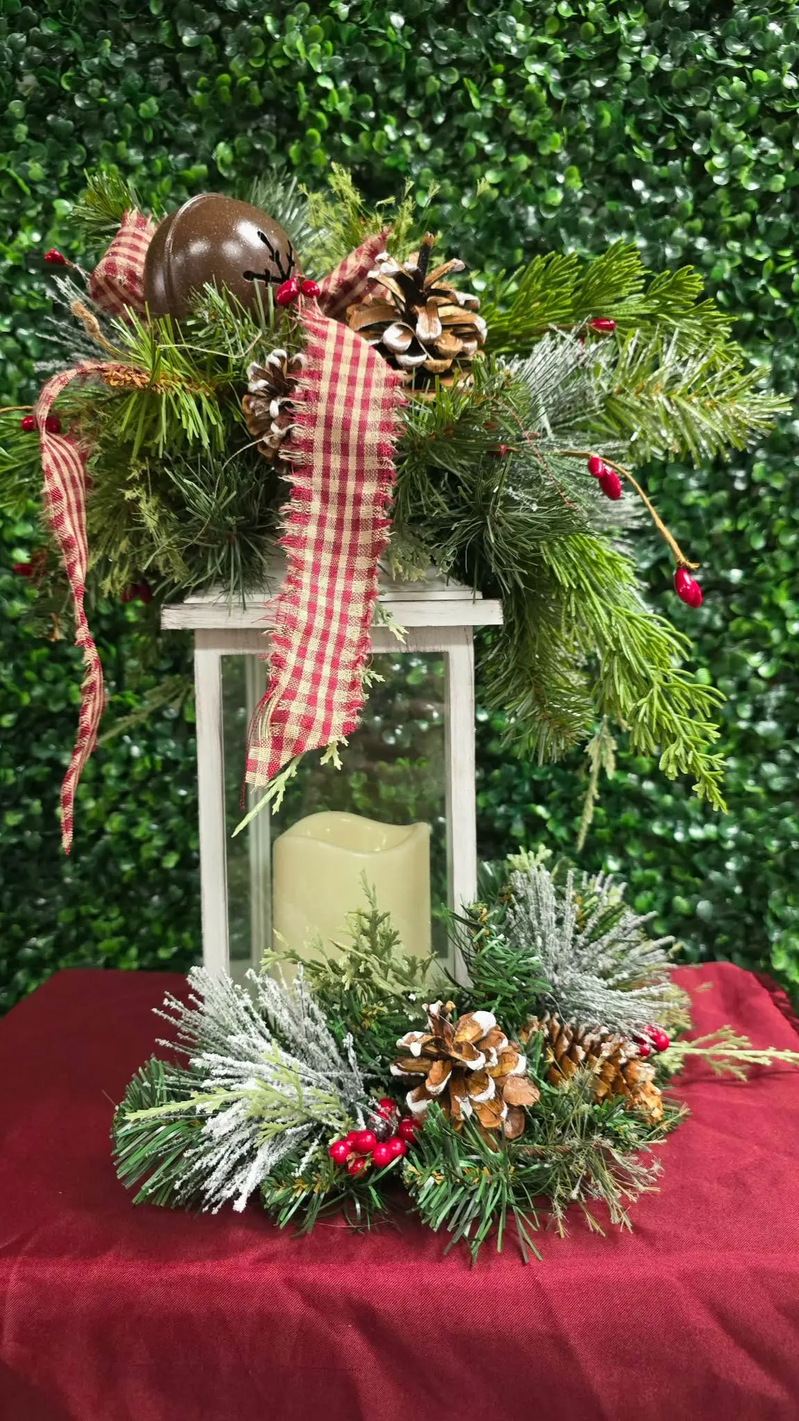 White Lantern With Bell Centerpiece White Lantern With Bell Centerpiece