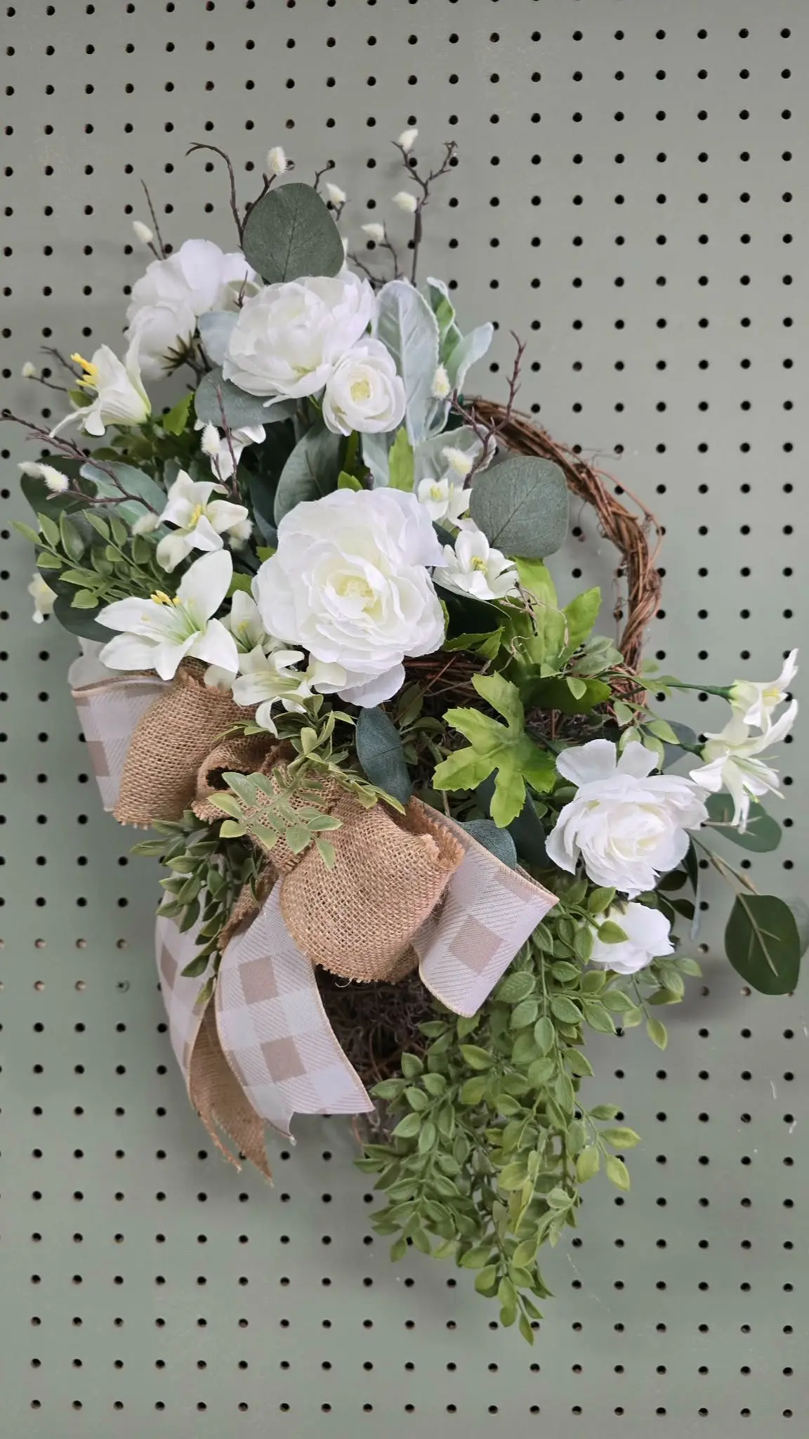 Cone Shaped Basket with Silk Flower Arrangement Cone Shaped Basket with Silk Flower Arrangement