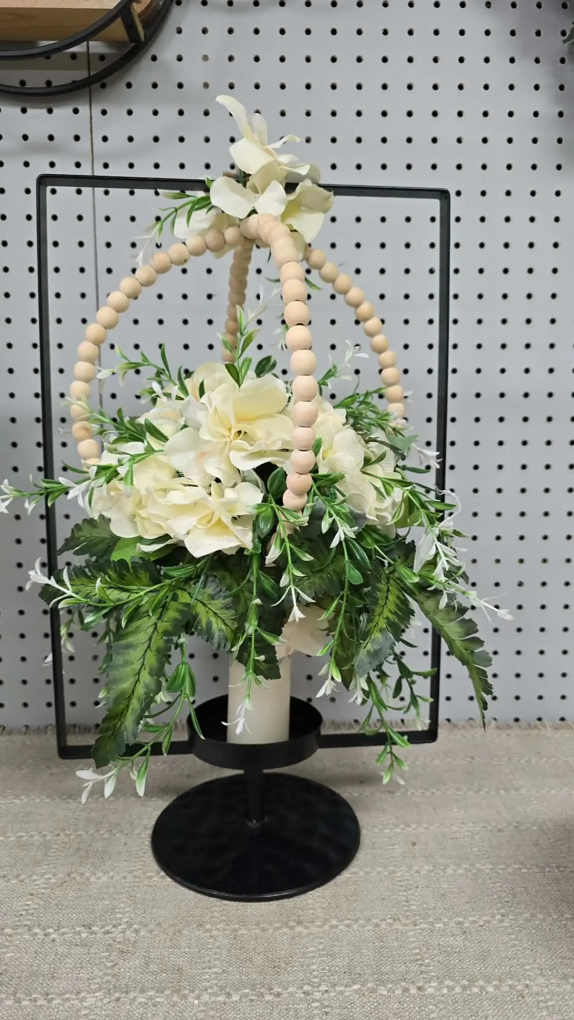 Hanging Hydrangeas beads, Candle holder Silk Flower Arrangement Hanging Hydrangeas beads, Candle holder Silk Flower Arrangement