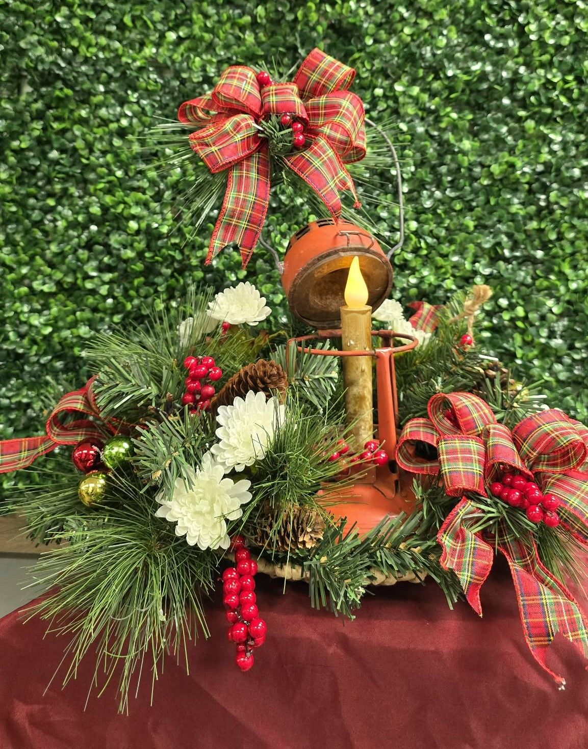 Red Lantern with Candle and bows