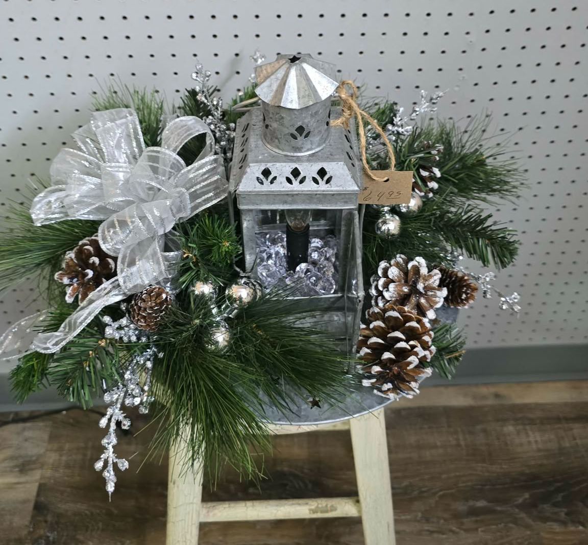 Silver Lantern Electric silk Arrangement