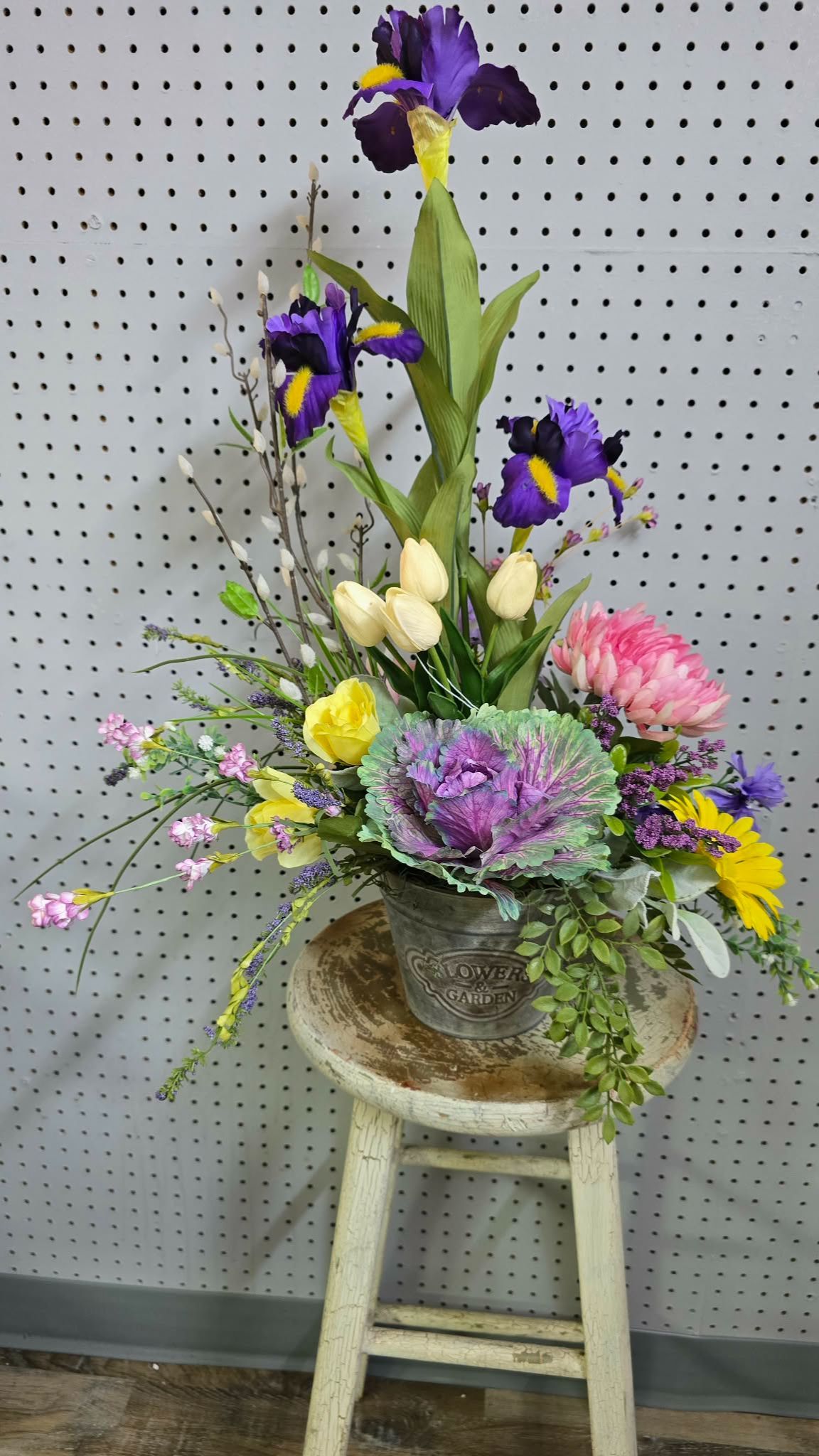 Spring ,Purple Iris silk Arrangement