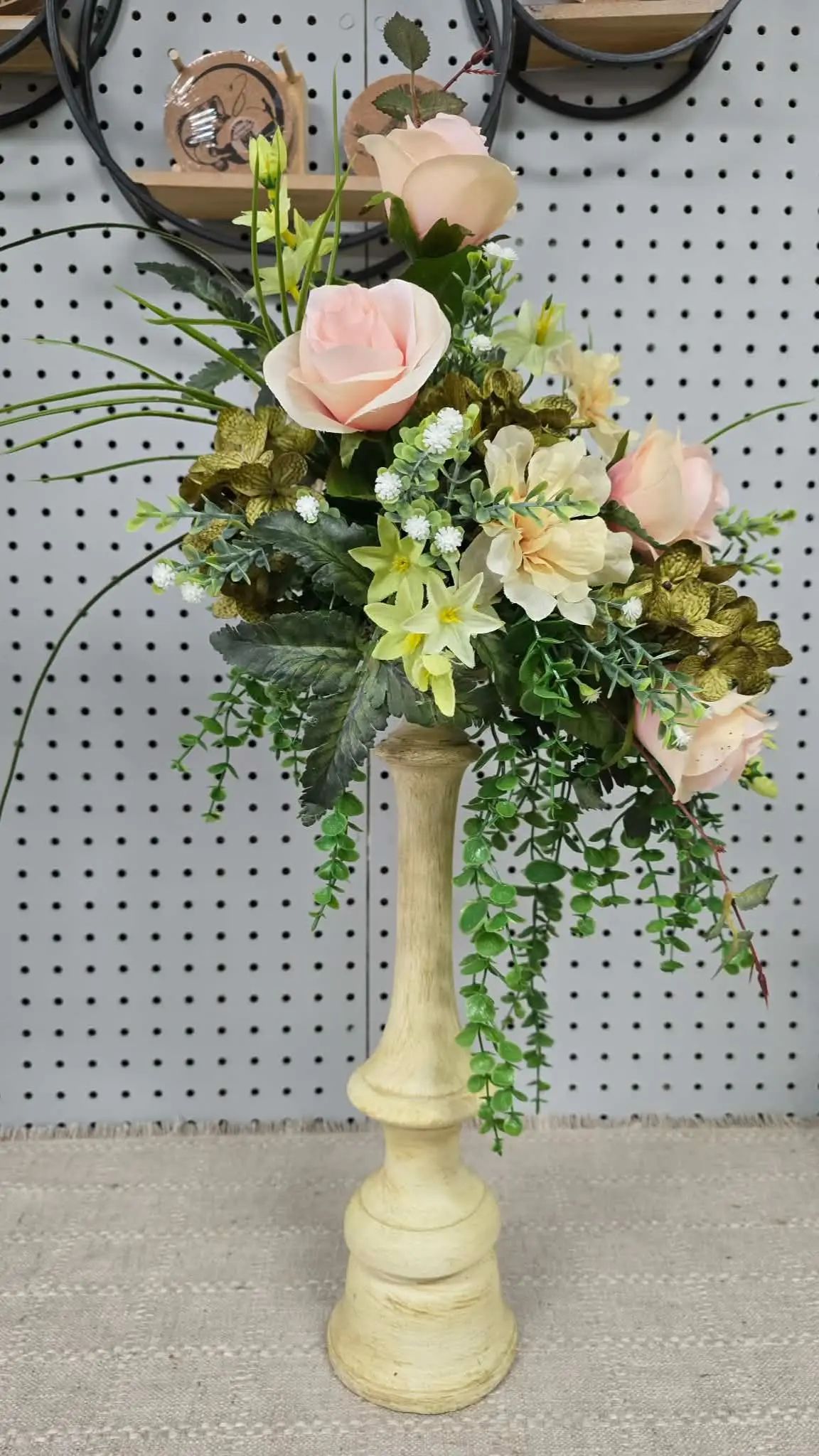 Multi - Height Silk Flower Candelsticks