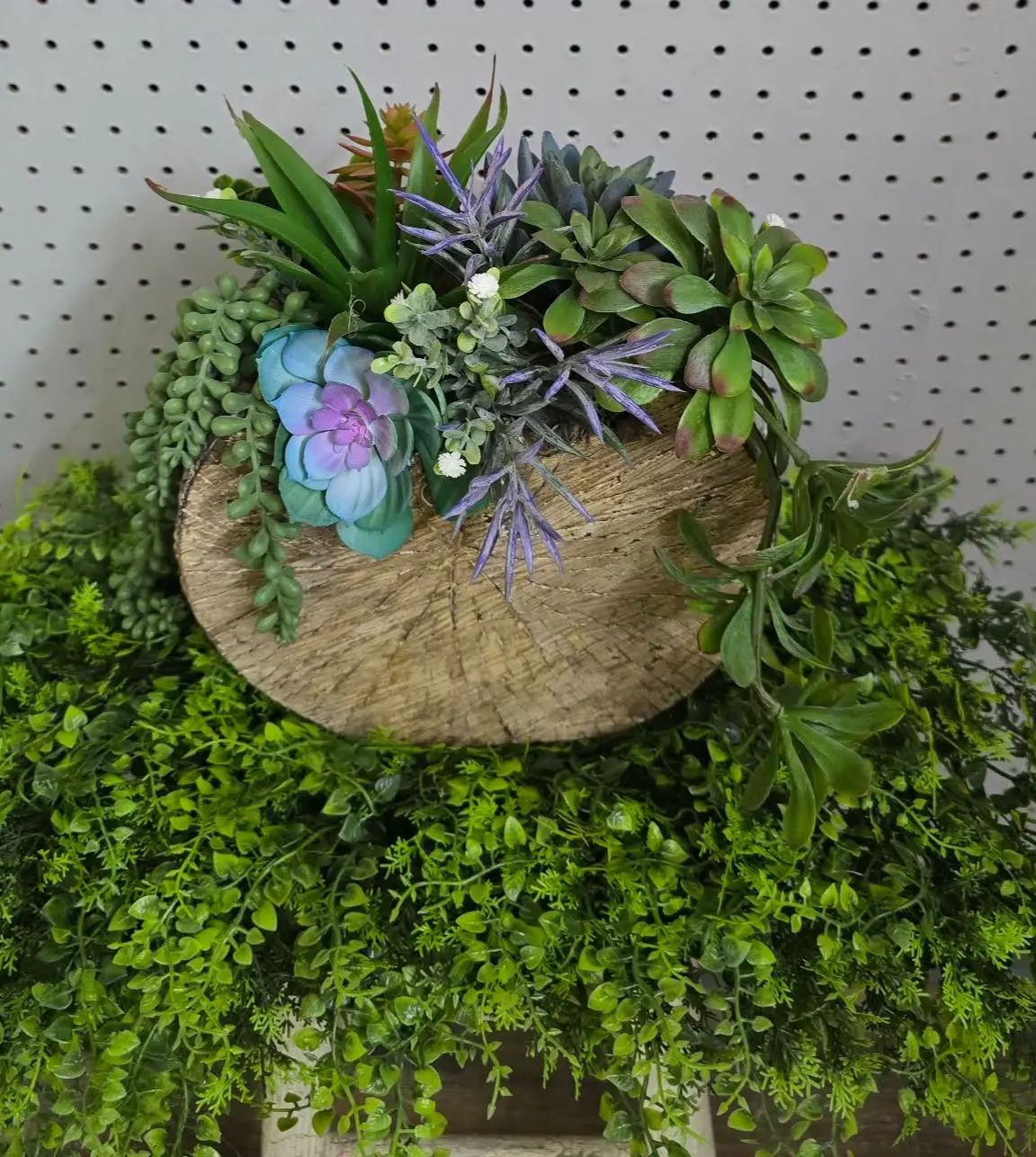 Faux Succulent in Faux log