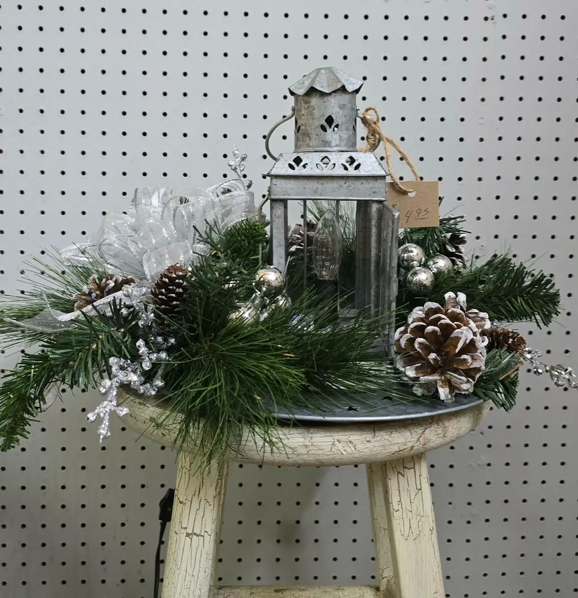 Silver Lantern Electric silk Arrangement Silver Lantern Electric silk Arrangement