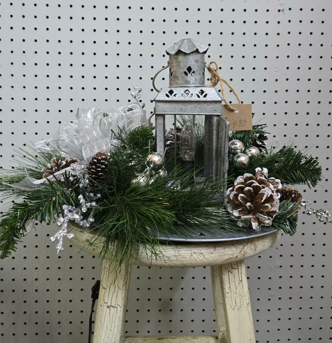 Silver Lantern Electric silk Arrangement Silver Lantern Electric silk Arrangement