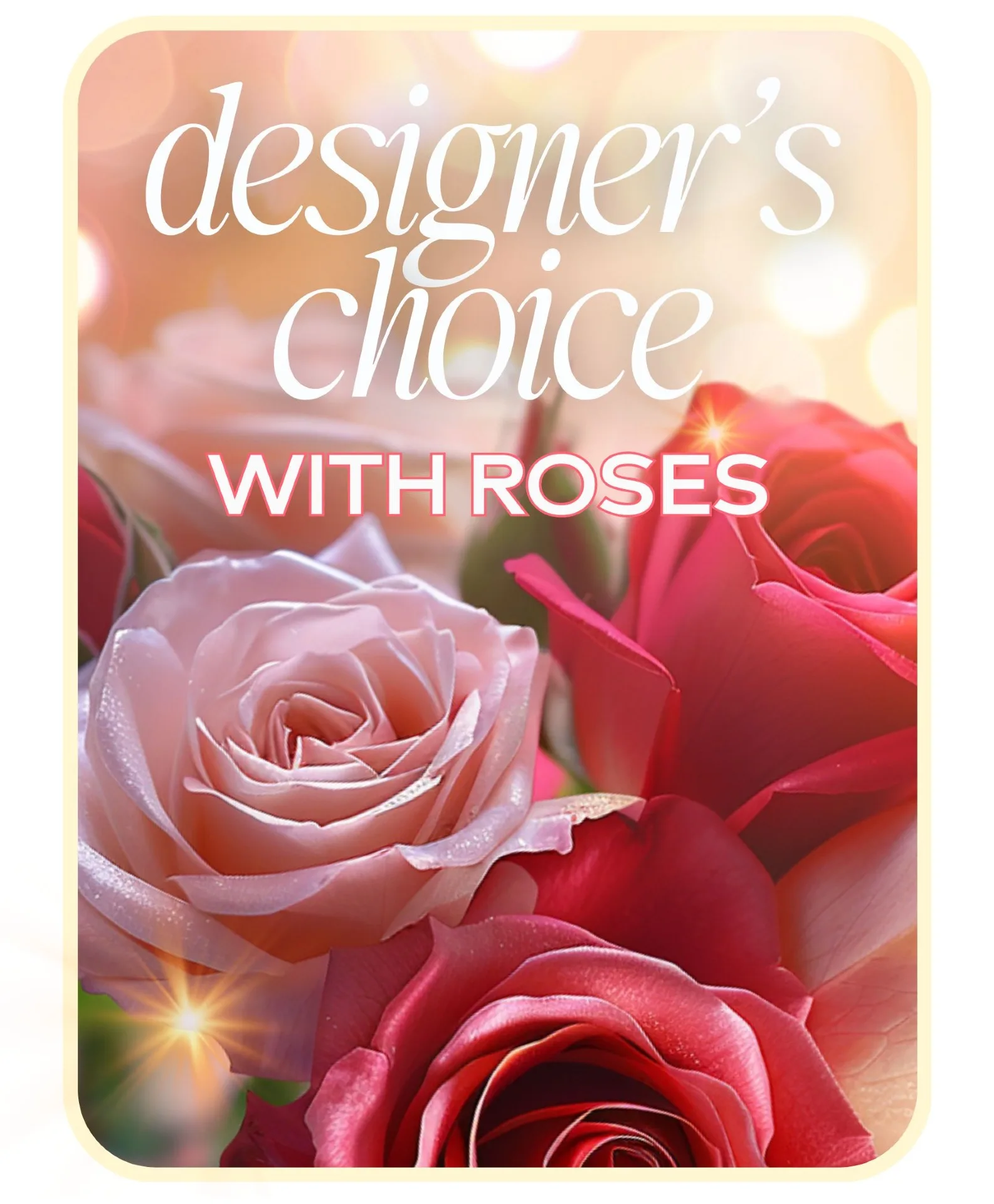 Designer's Choice with Roses in Glass Vase Flower Arrangement Designer's Choice with Roses in Glass Vase Flower Arrangement