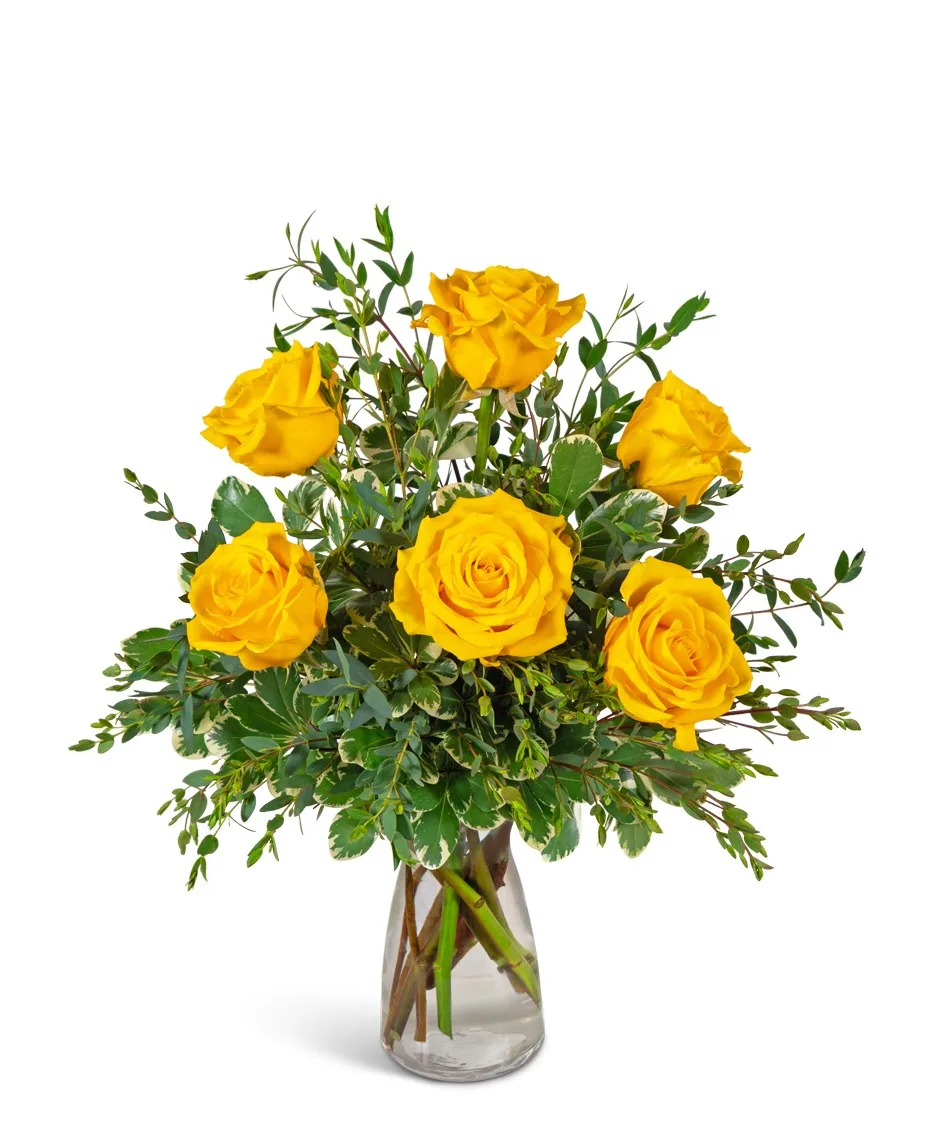 Half Dozen Yellow Roses Flower Arrangement Half Dozen Yellow Roses Flower Arrangement