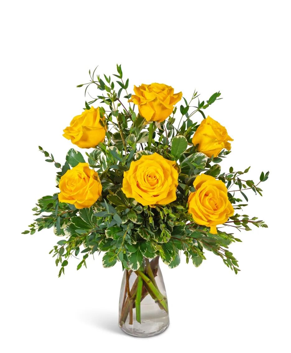 Half Dozen Yellow Roses Flower Arrangement