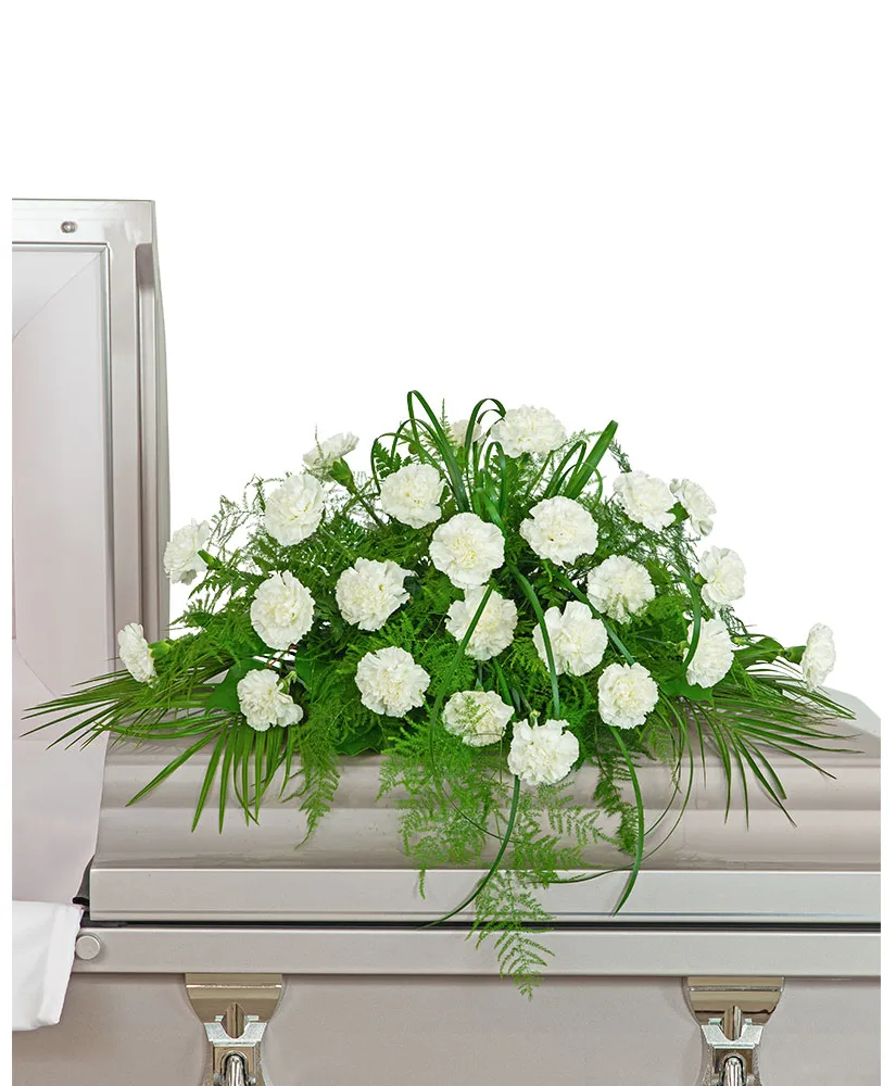 White Divinity Casket Spray Funeral Arrangement White Divinity Casket Spray Funeral Arrangement