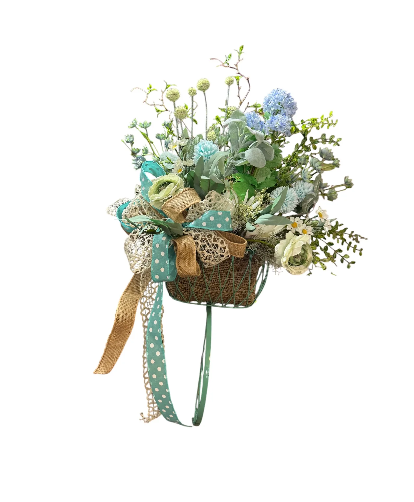 Serene Blue Bicycle Basket Permanent Decor Serene Blue Bicycle Basket Permanent Decor
