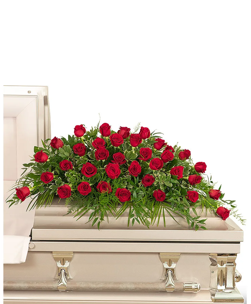 36 Red Roses Casket Spray Funeral Arrangement 36 Red Roses Casket Spray Funeral Arrangement