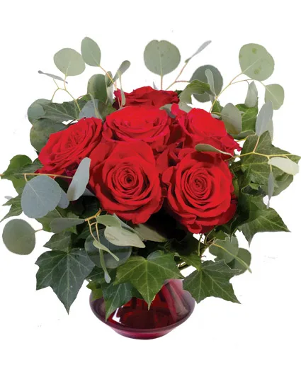 Crimson Ivy Roses Flower Arrangement Crimson Ivy Roses Flower Arrangement