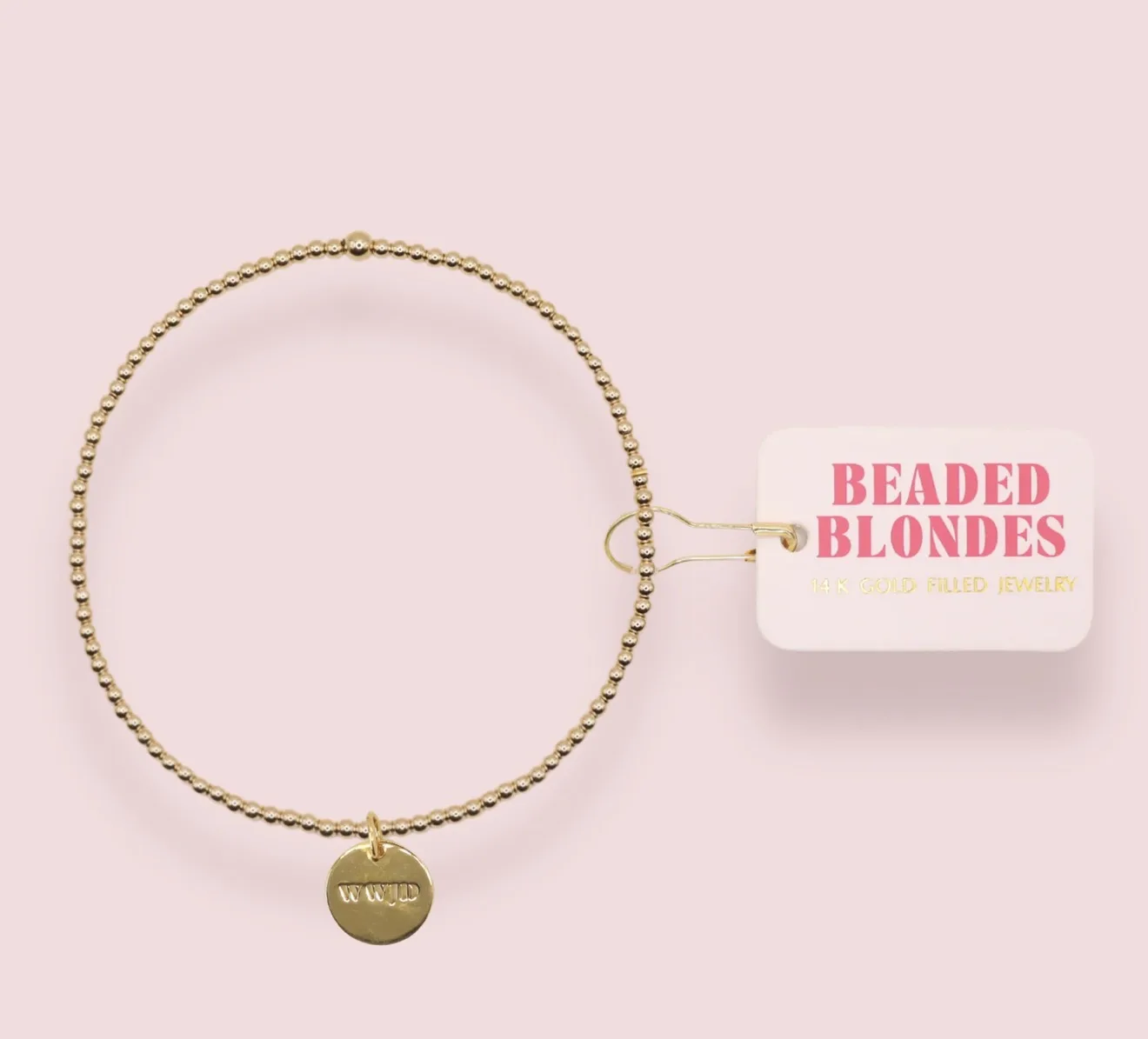 Beaded Blondes - WWJD Charm Bracelet on Gold Beaded Blondes - WWJD Charm Bracelet on Gold