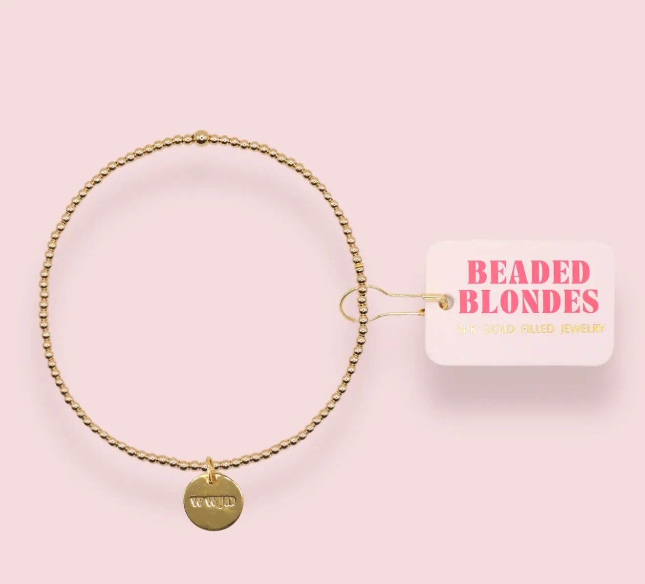 Beaded Blondes - WWJD Charm Bracelet on Gold