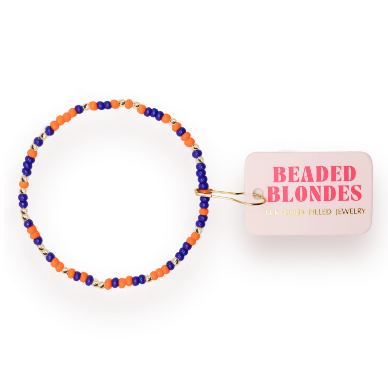 Beaded Blondes - Cobalt Blue and Orange Sprinkle Bracelet Beaded Blondes - Cobalt Blue and Orange Sprinkle Bracelet