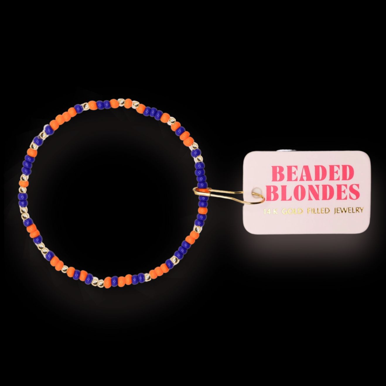 Beaded Blondes - Cobalt Blue and Orange Sprinkle Bracelet