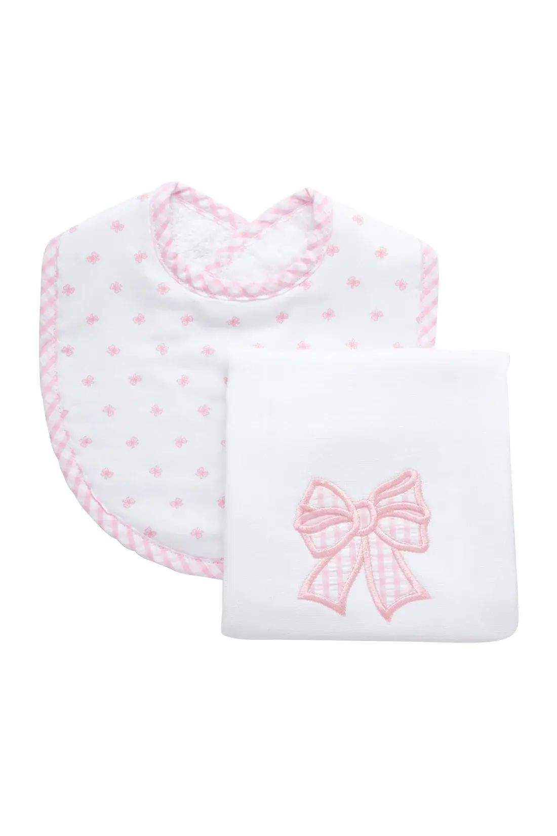 3 Marthas - Bow Basic Bib & Burp Boxed Set, Pink