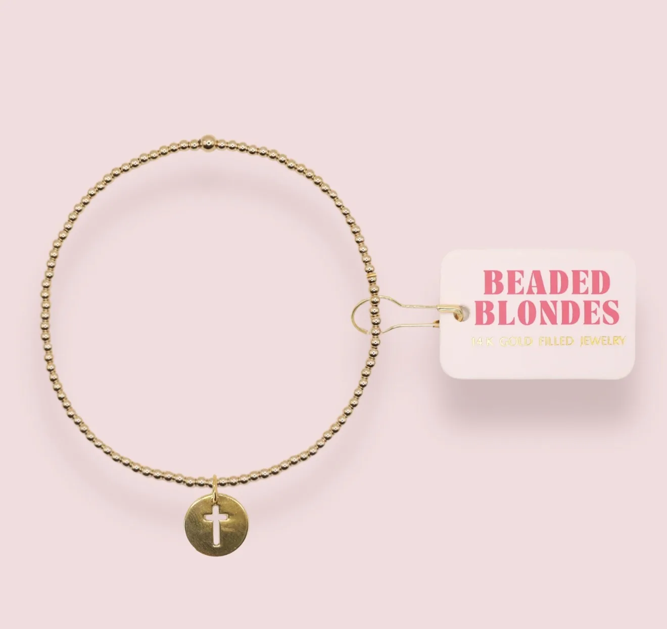 Beaded Blondes - Cross Cutout Charm Bracelet Beaded Blondes - Cross Cutout Charm Bracelet