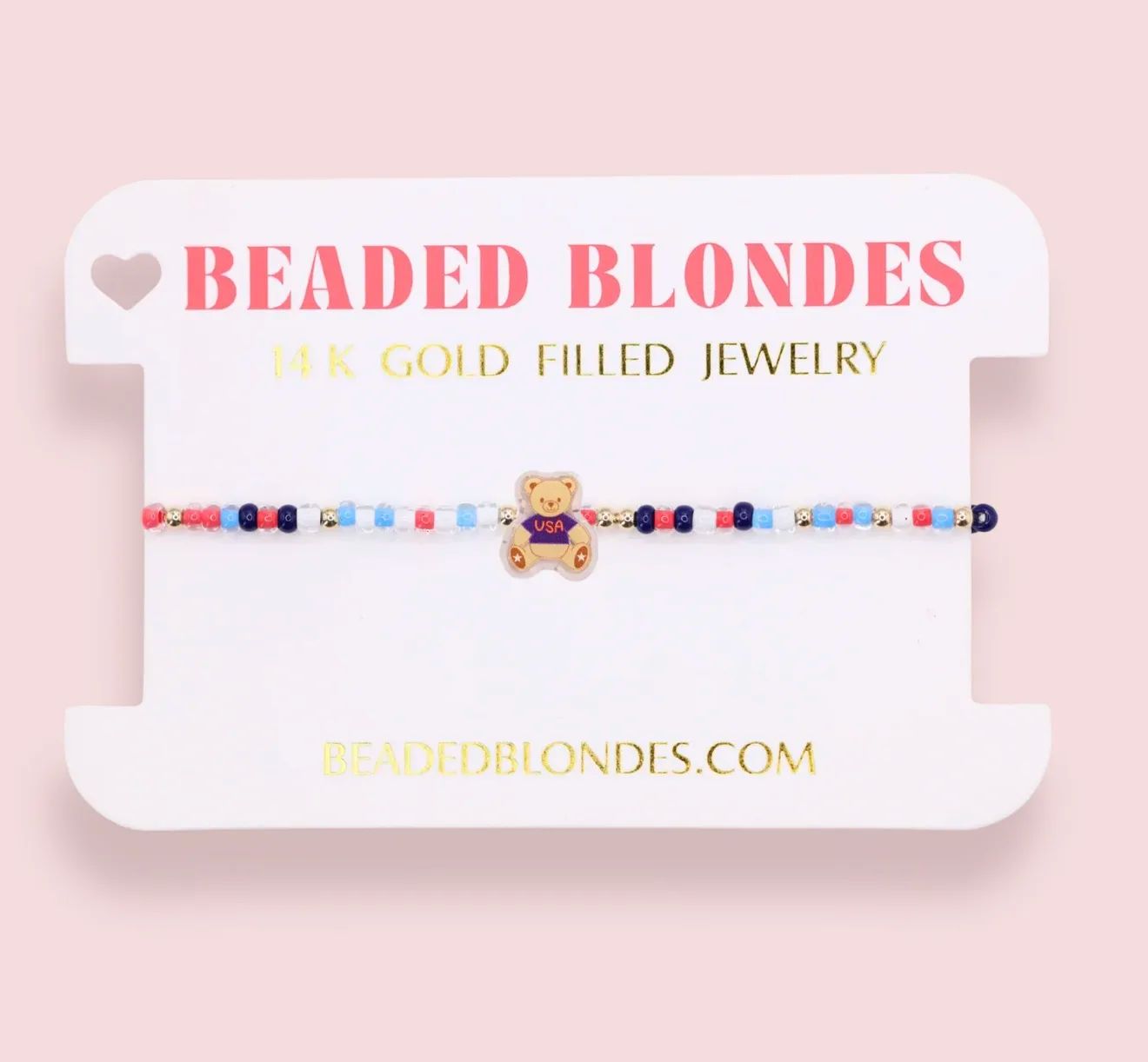 Beaded Blondes - Patriotic Teddy Bear Bracelet on Color