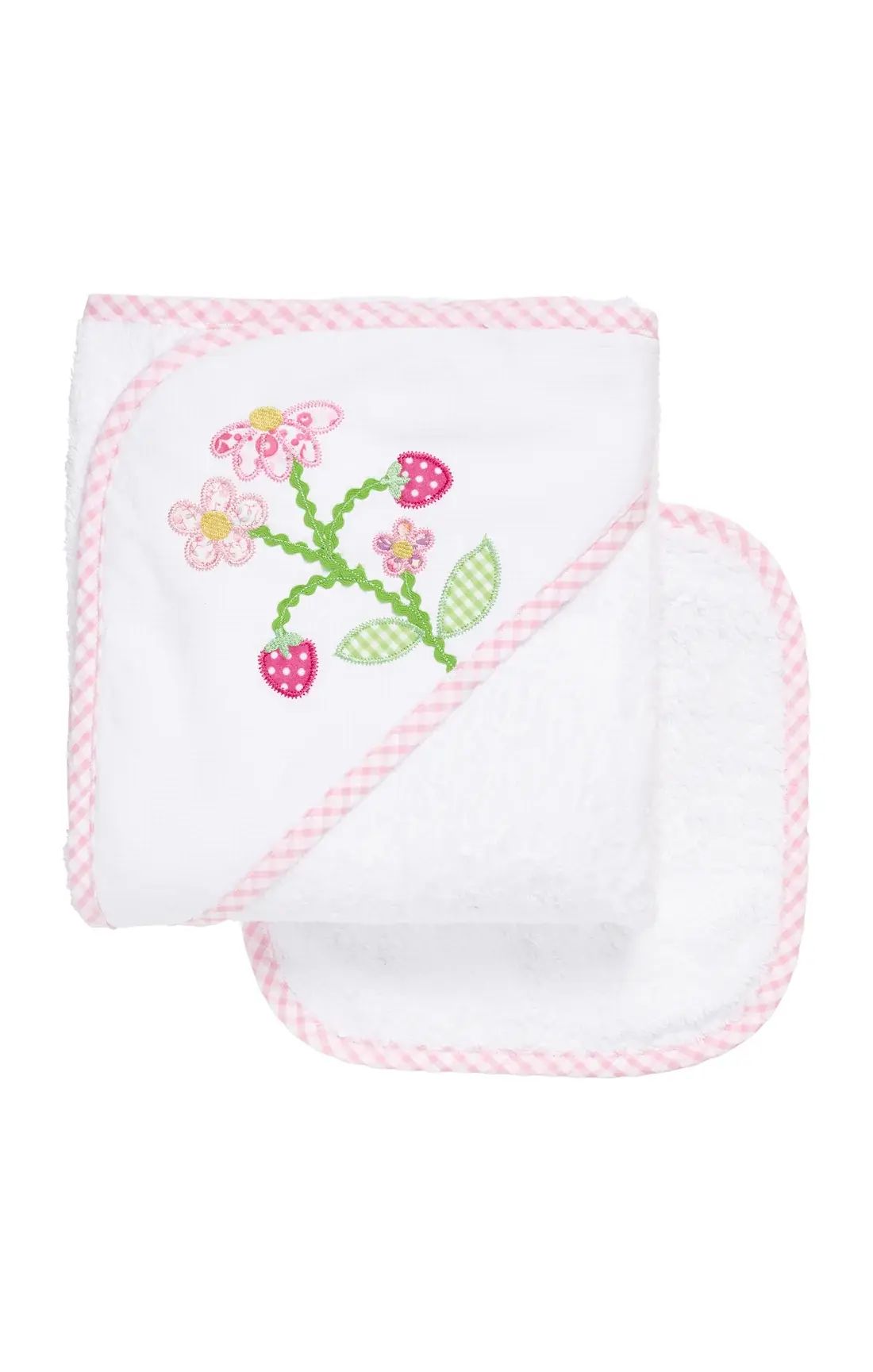 3 Marthas - Strawberry Baby Hooded Towel & Washcloth Set