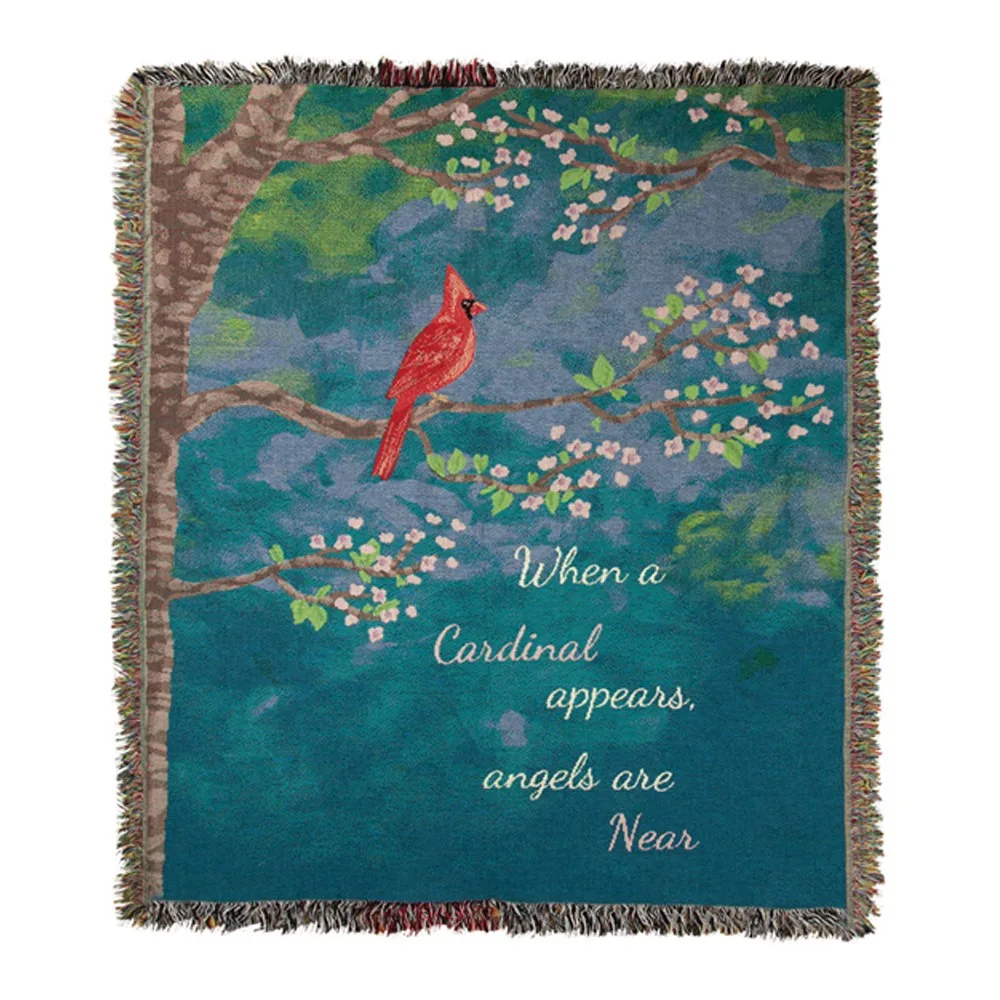 When A Cardinal Appears Light Tapestry Throw When A Cardinal Appears Light Tapestry Throw