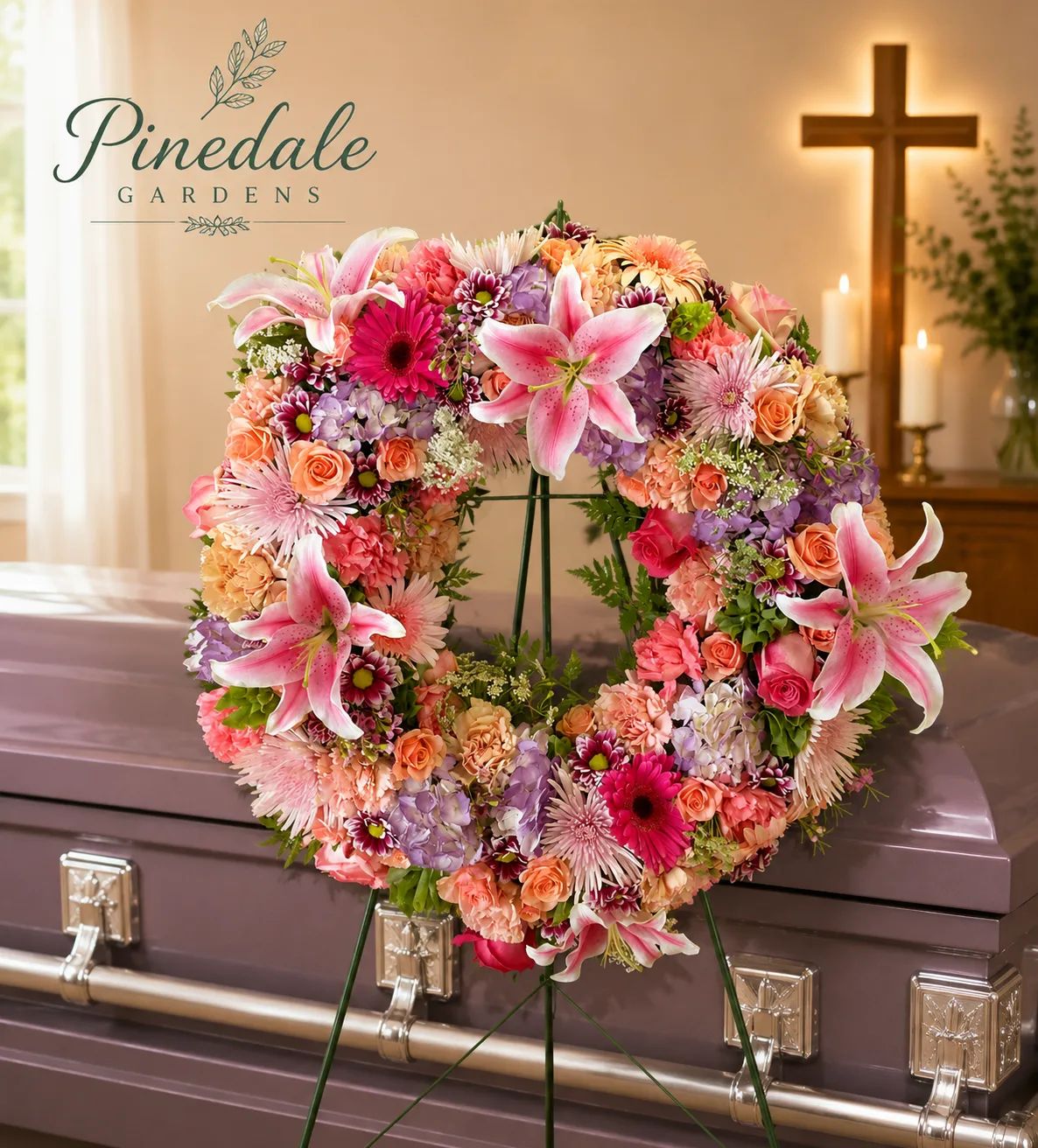 Mixed spring sympathy wreath