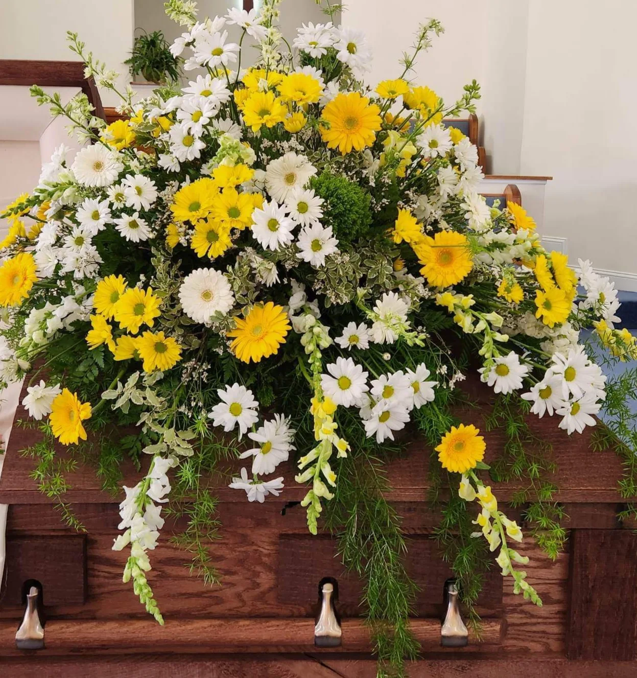 Yellow and White Daisy Casket Spray Yellow and White Daisy Casket Spray